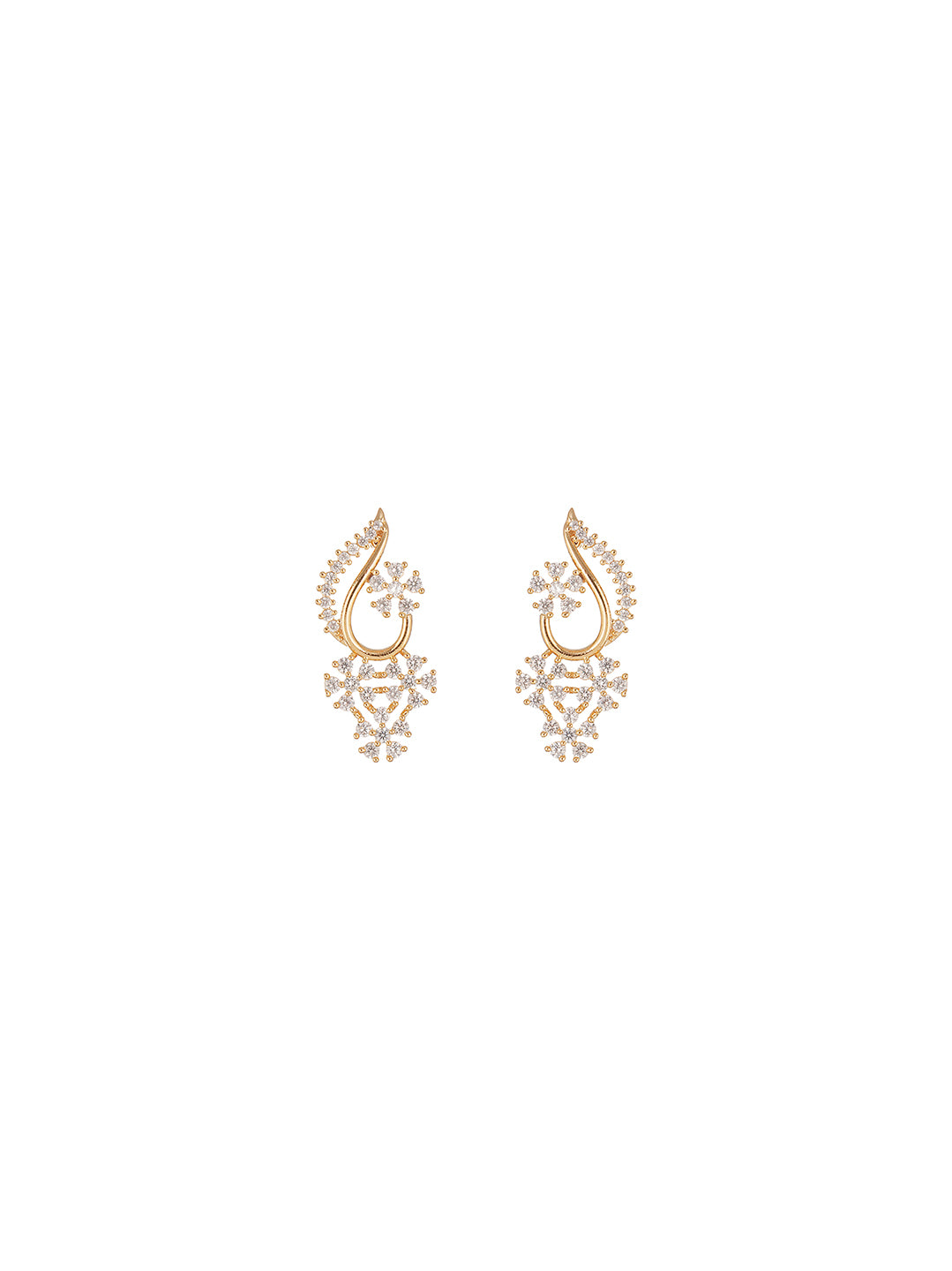 Rose Gold Plated White AD Wave Design Necklace Jewellery Set
