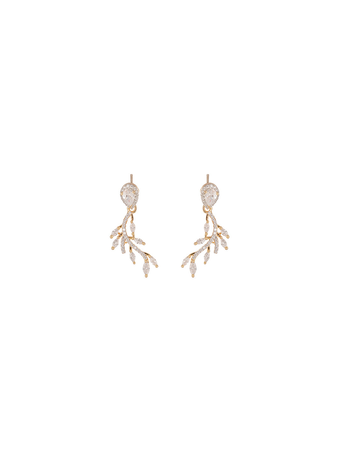 Rose Gold Plated White AD Vine Design Necklace Jewellery Set
