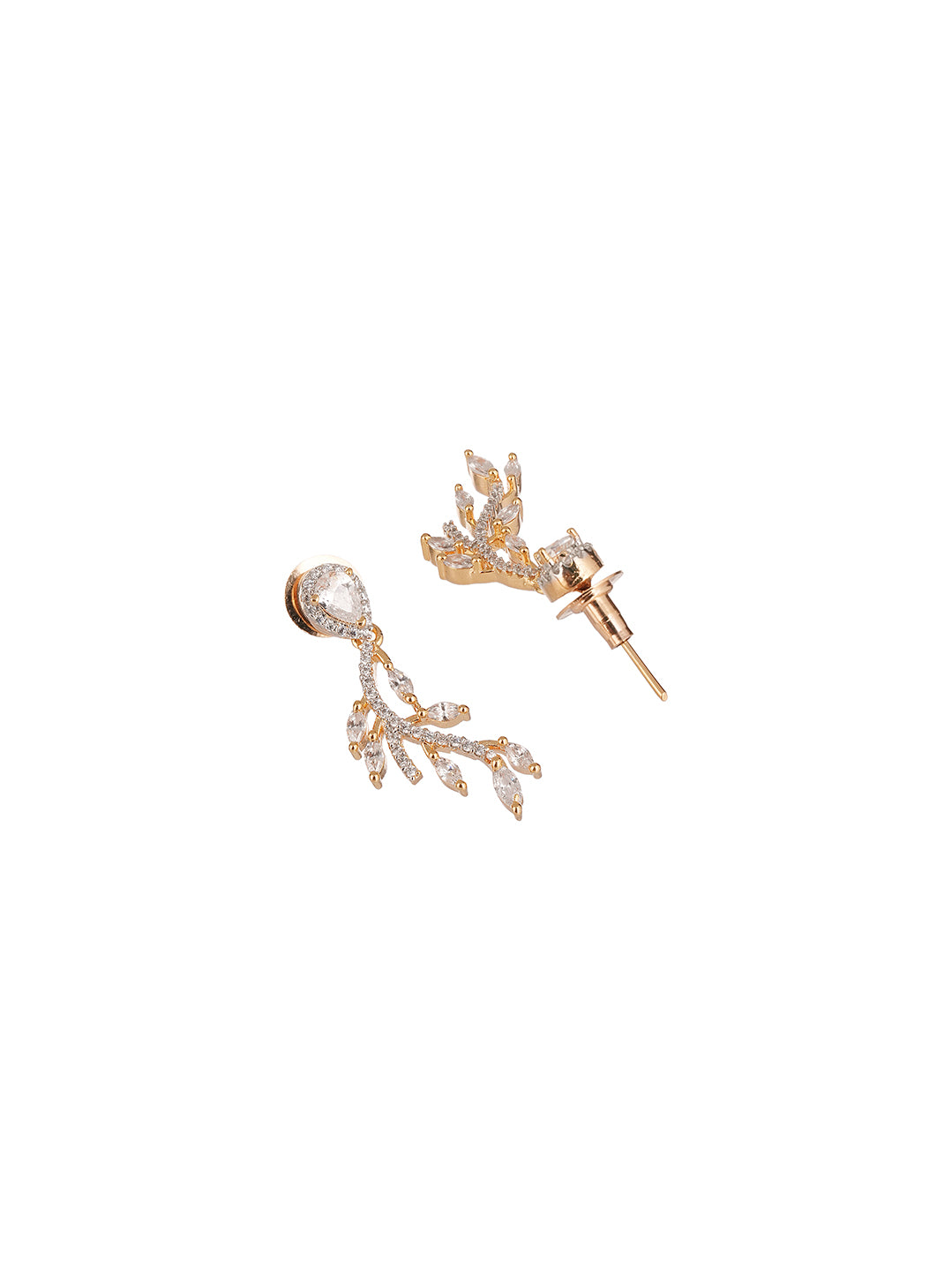 Rose Gold Plated White AD Vine Design Necklace Jewellery Set