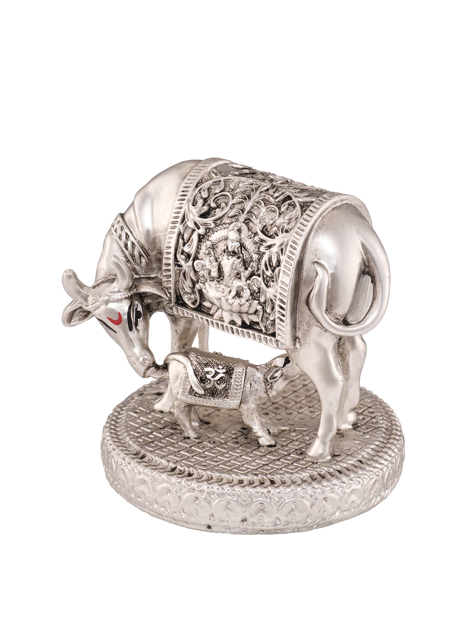 Saraf RS Kamdhenu Cow with Calf Idol (999 Silver Plated)