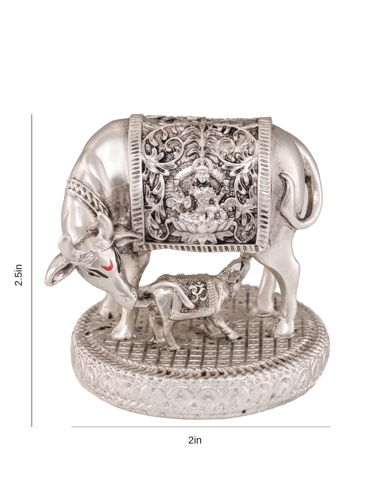 Saraf RS Kamdhenu Cow with Calf Idol (999 Silver Plated)