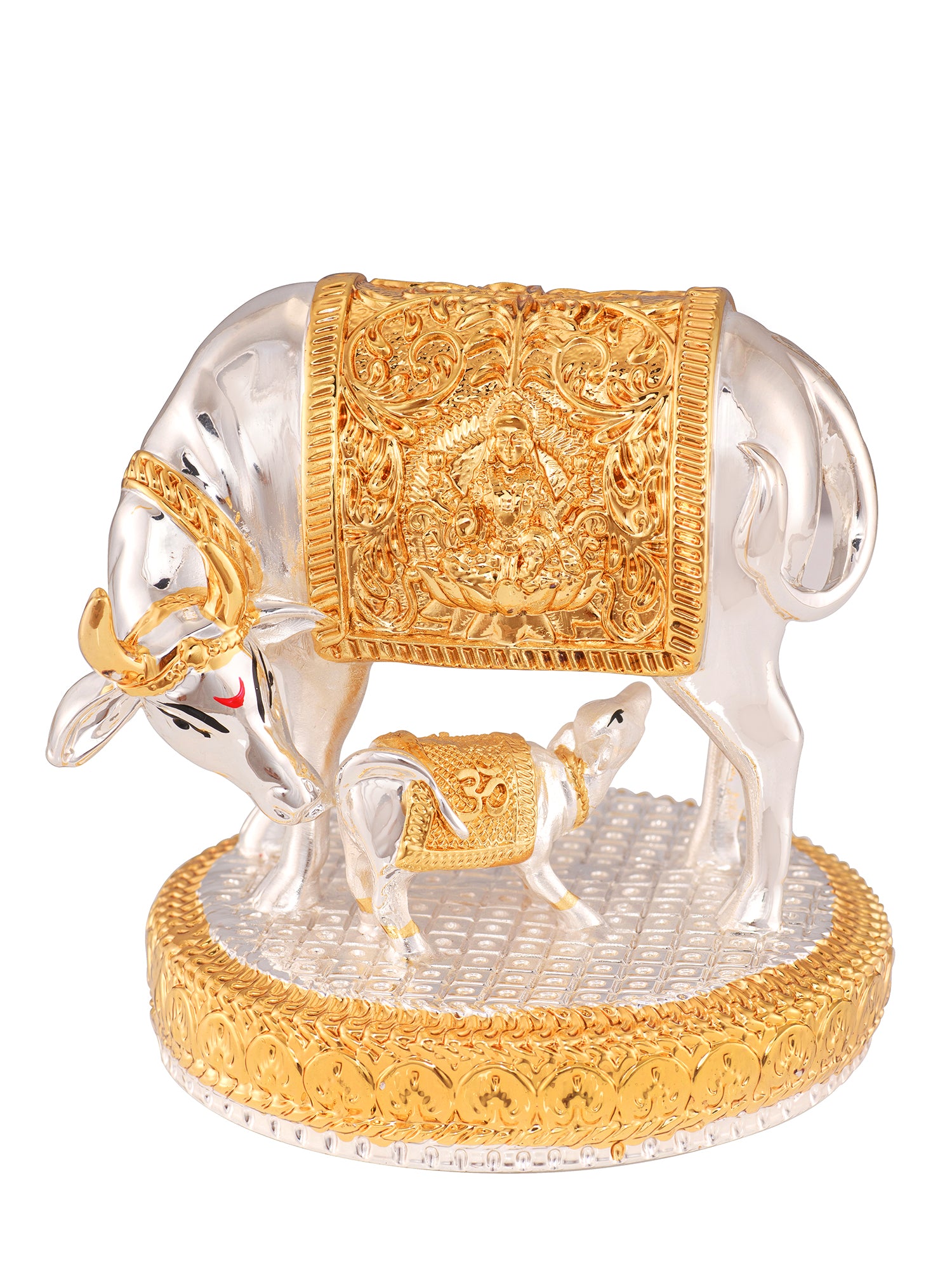 Saraf RS Kamdhenu Cow with Calf Idol | Gold & Silver Plated