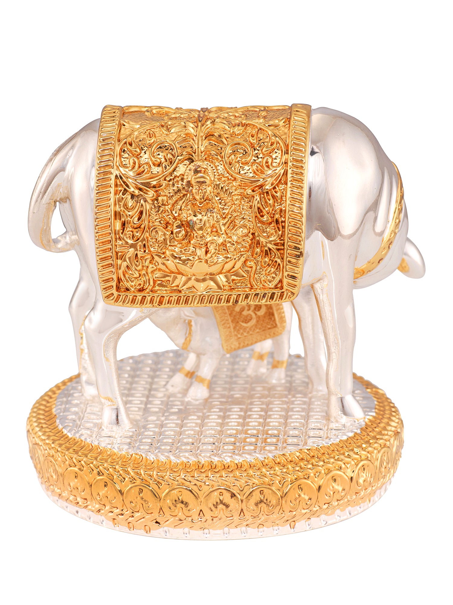 Saraf RS Kamdhenu Cow with Calf Idol | Gold & Silver Plated