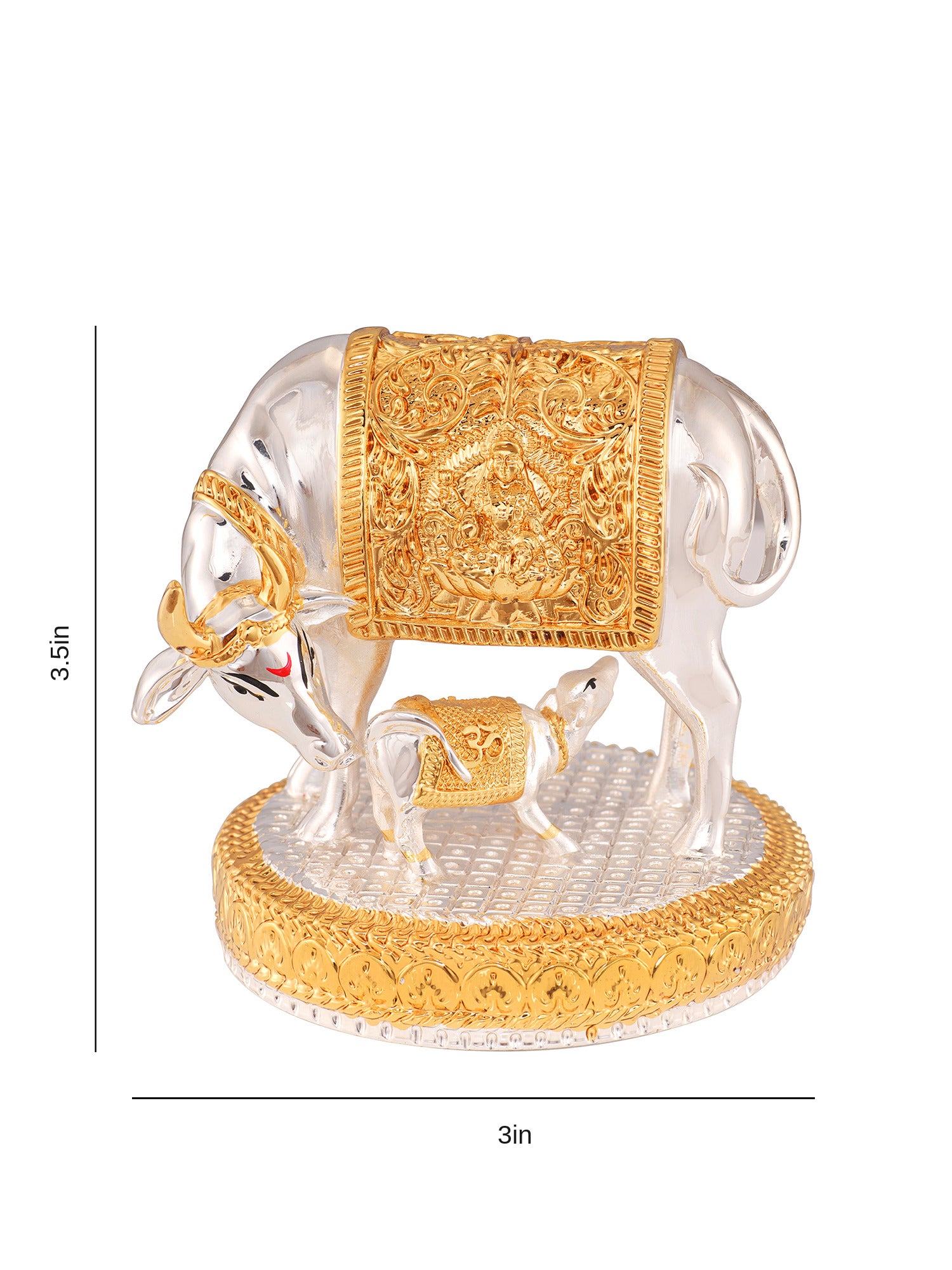 Saraf RS Kamdhenu Cow with Calf Idol | Gold & Silver Plated