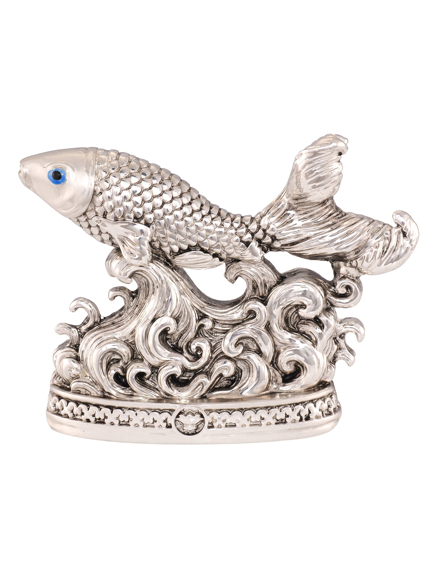 Vastu silver plated fish idol on water waves