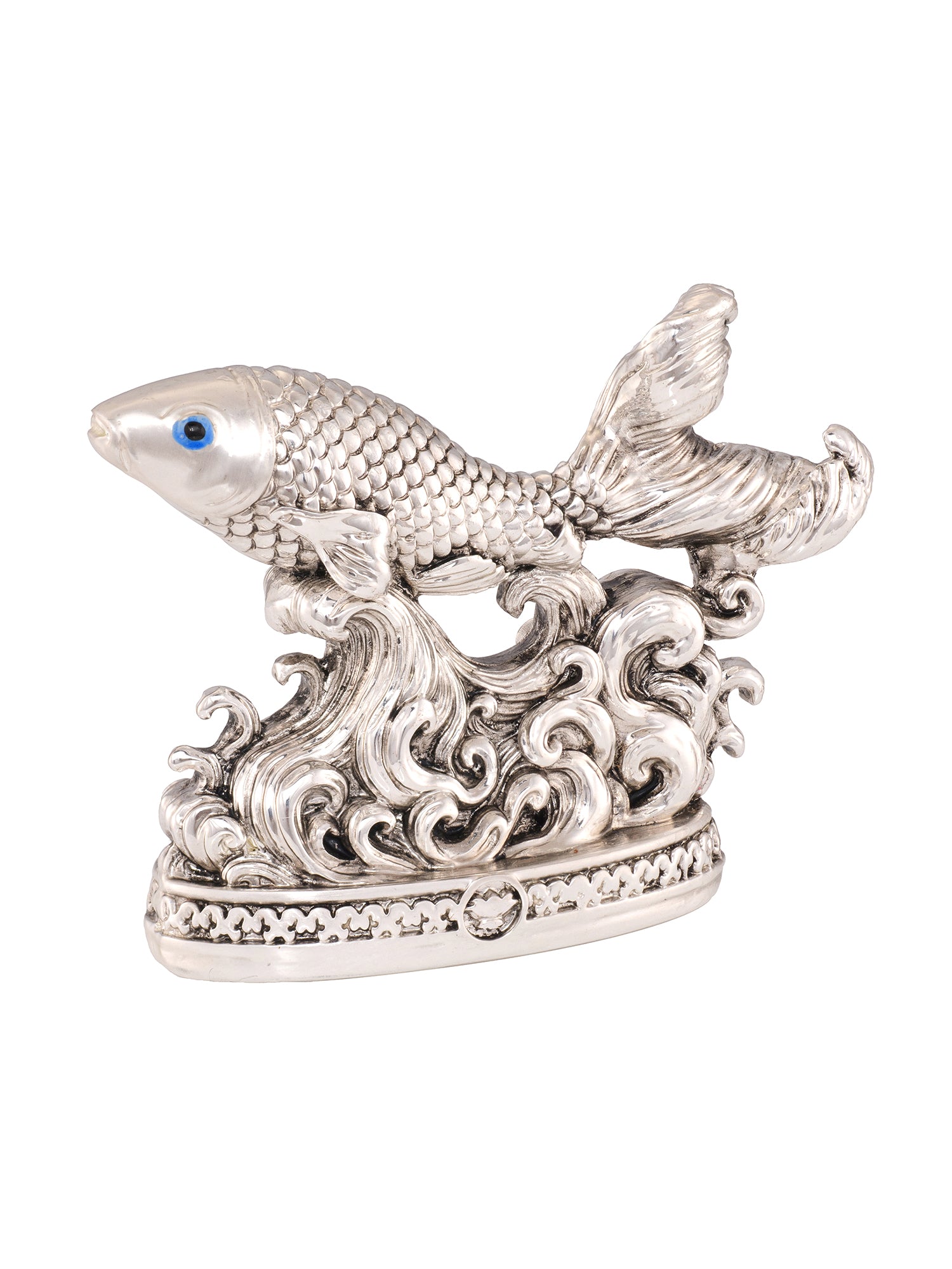Saraf RS Vastu Fish Idol on Water Waves (999 Silver Plated)