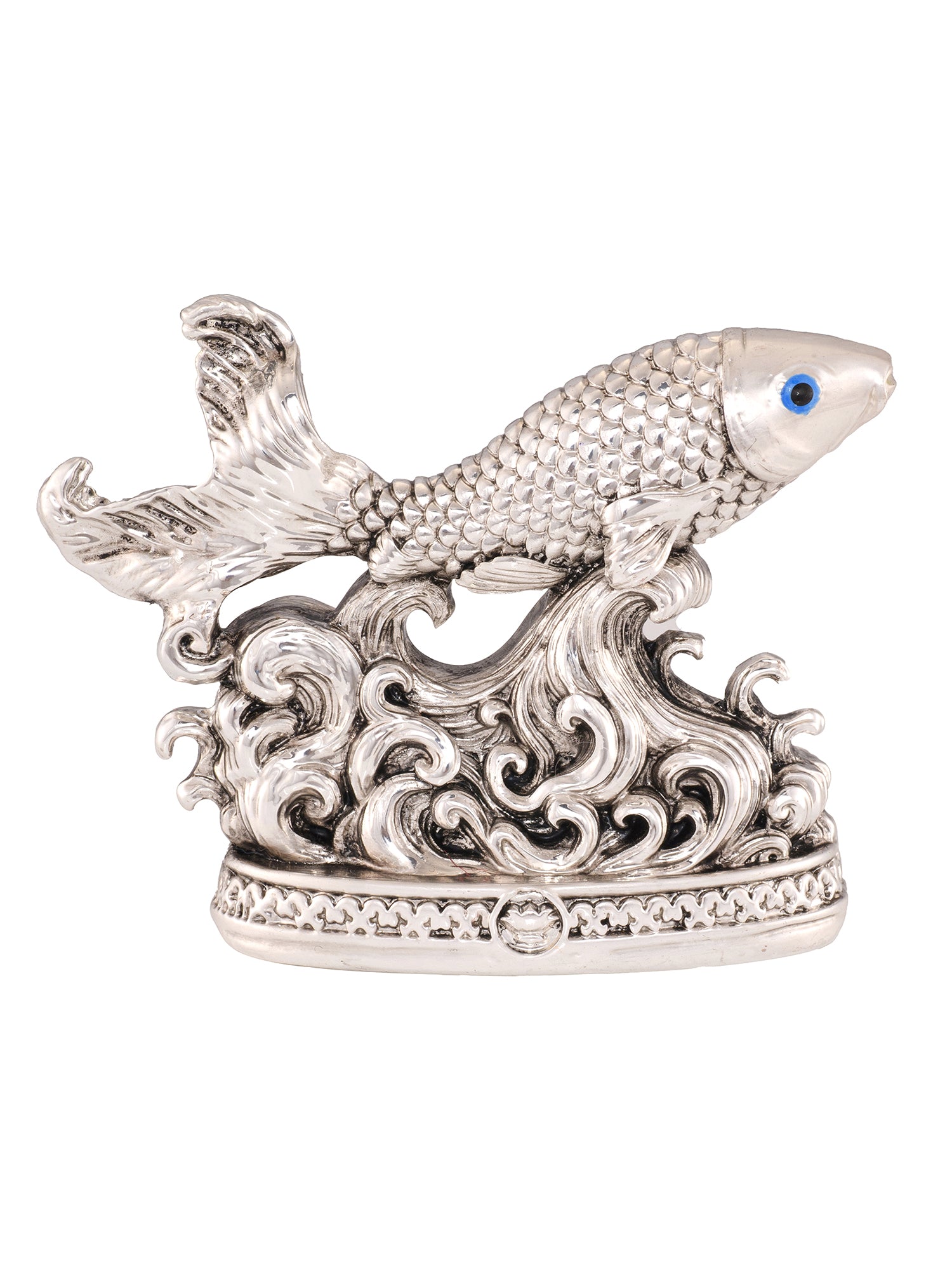Saraf RS Vastu Fish Idol on Water Waves (999 Silver Plated)