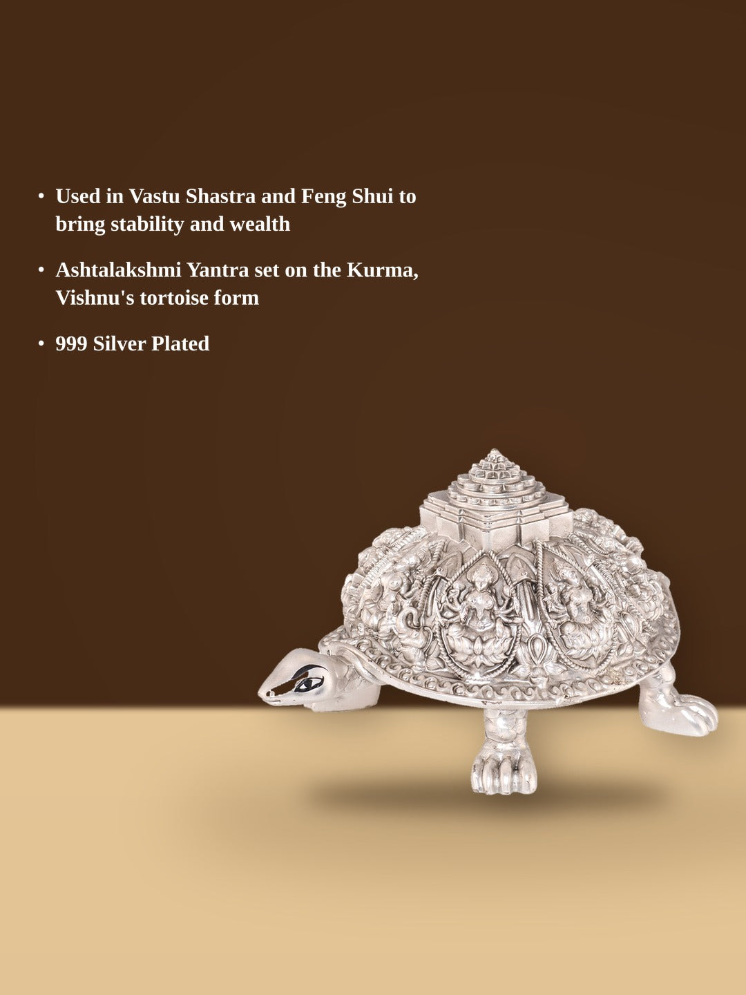 Saraf RS Ashtalakshmi Shree Yantra Tortoise Idol (999 Silver Plated)