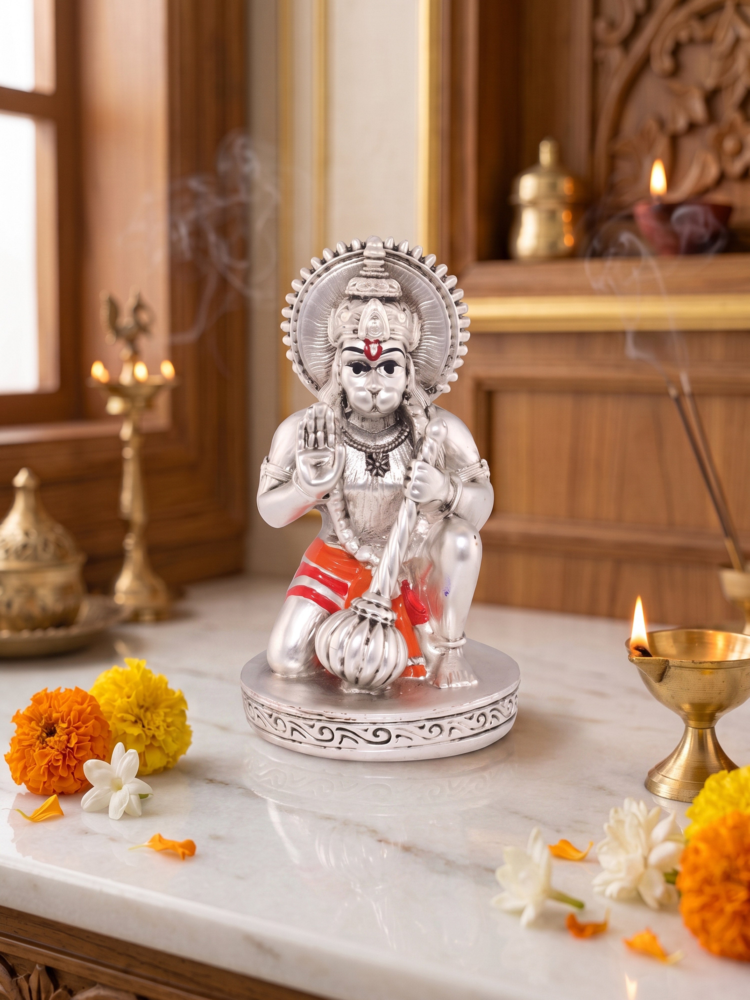 Saraf RS Bajrangbali Hanuman Ji Idol (999 Silver Plated)
