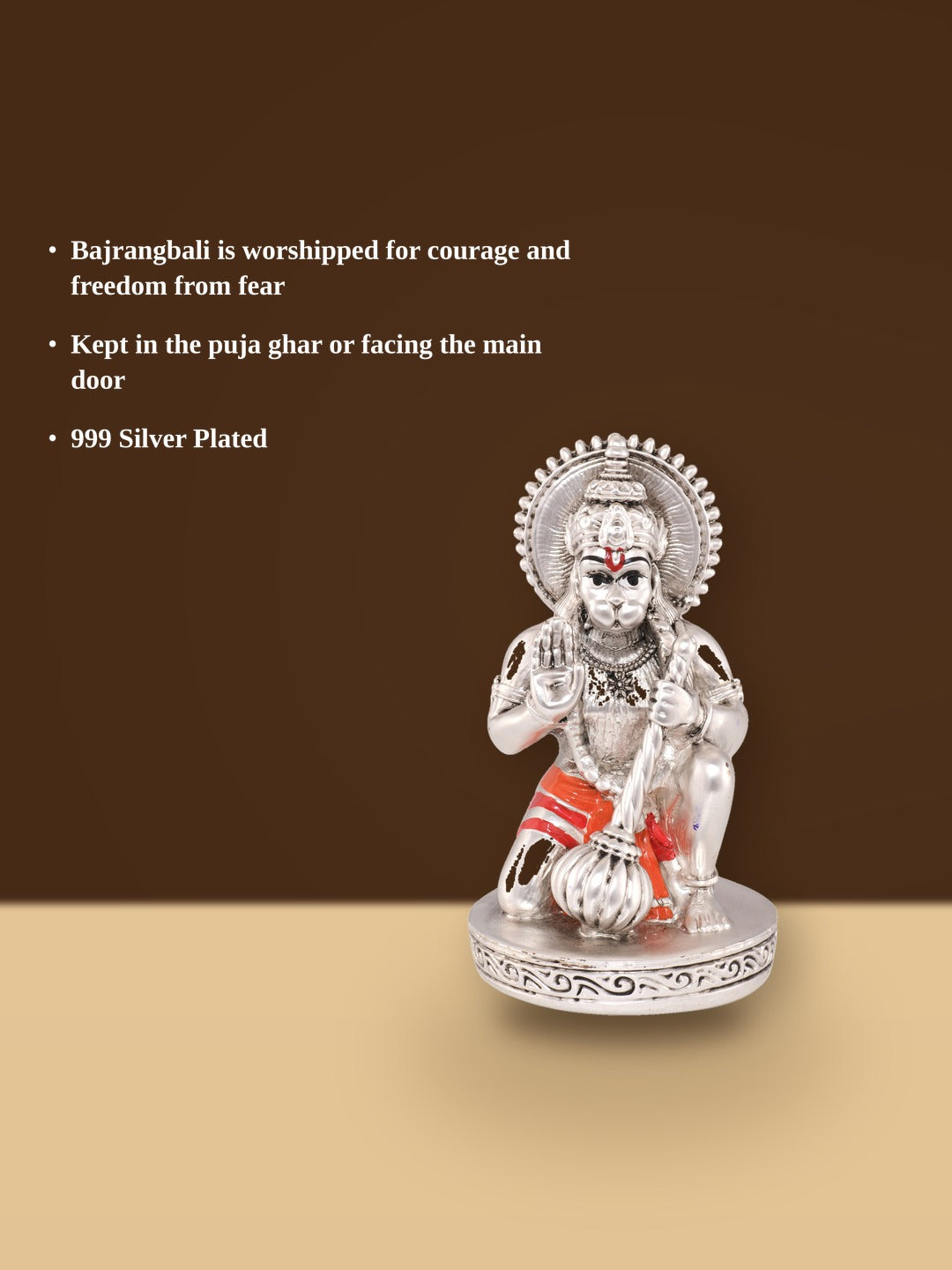 Saraf RS Bajrangbali Hanuman Ji Idol (999 Silver Plated)