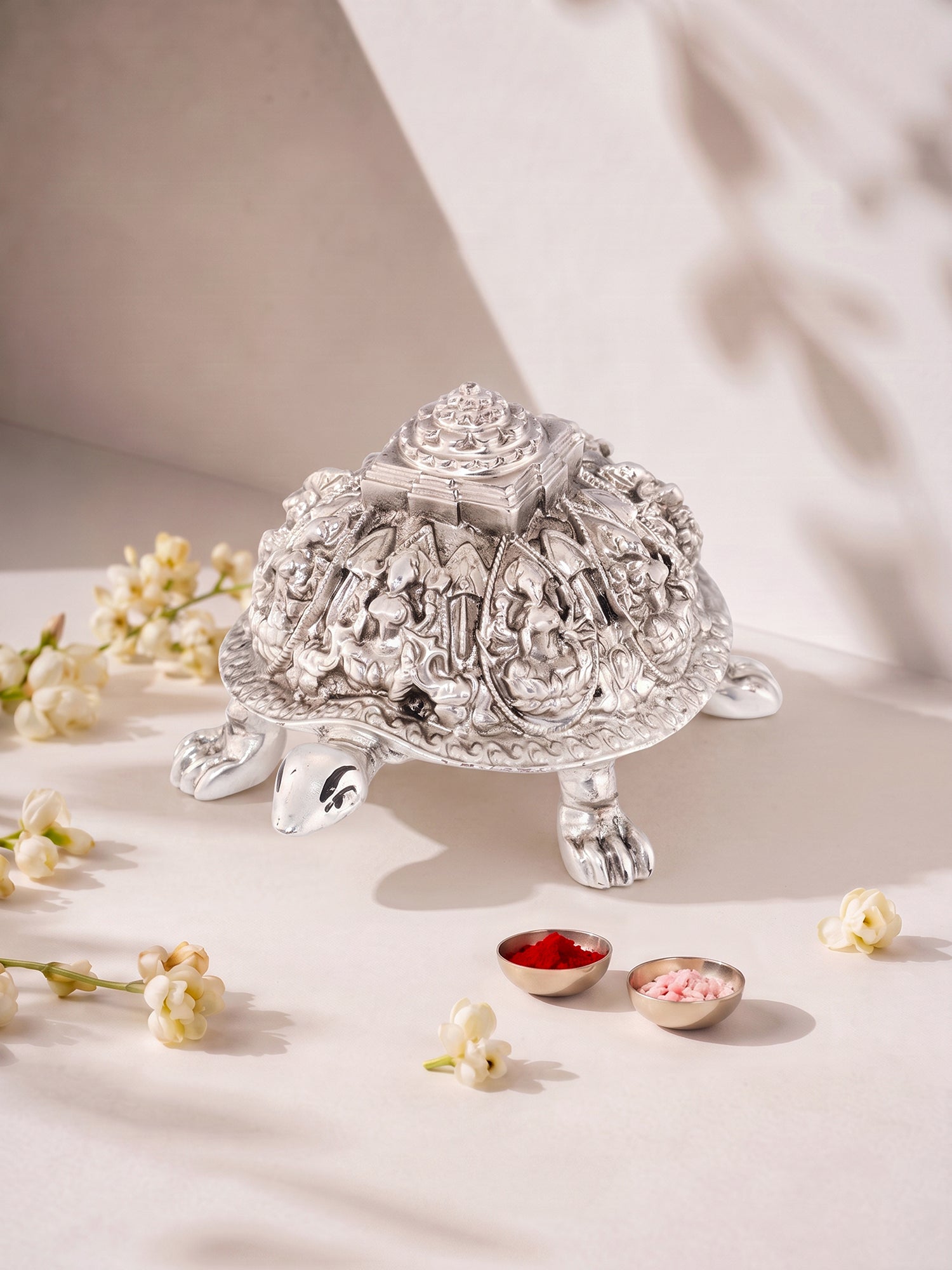 Saraf RS Meru Shree Yantra Tortoise Idol (999 Silver Plated)