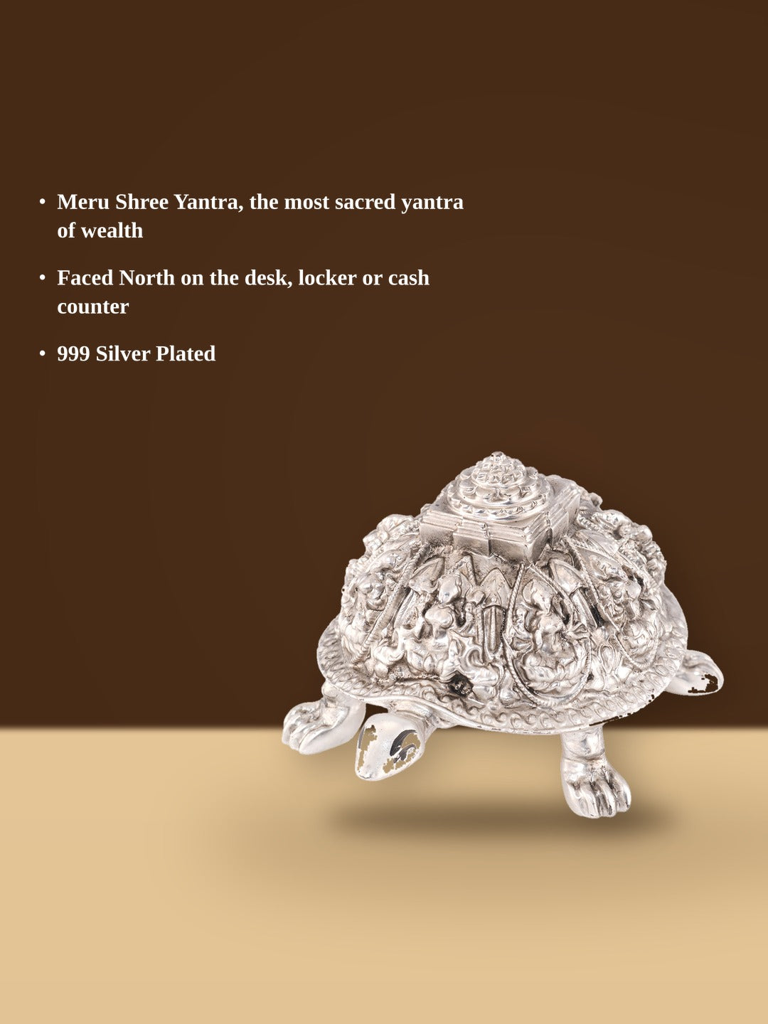 Saraf RS Meru Shree Yantra Tortoise Idol (999 Silver Plated)
