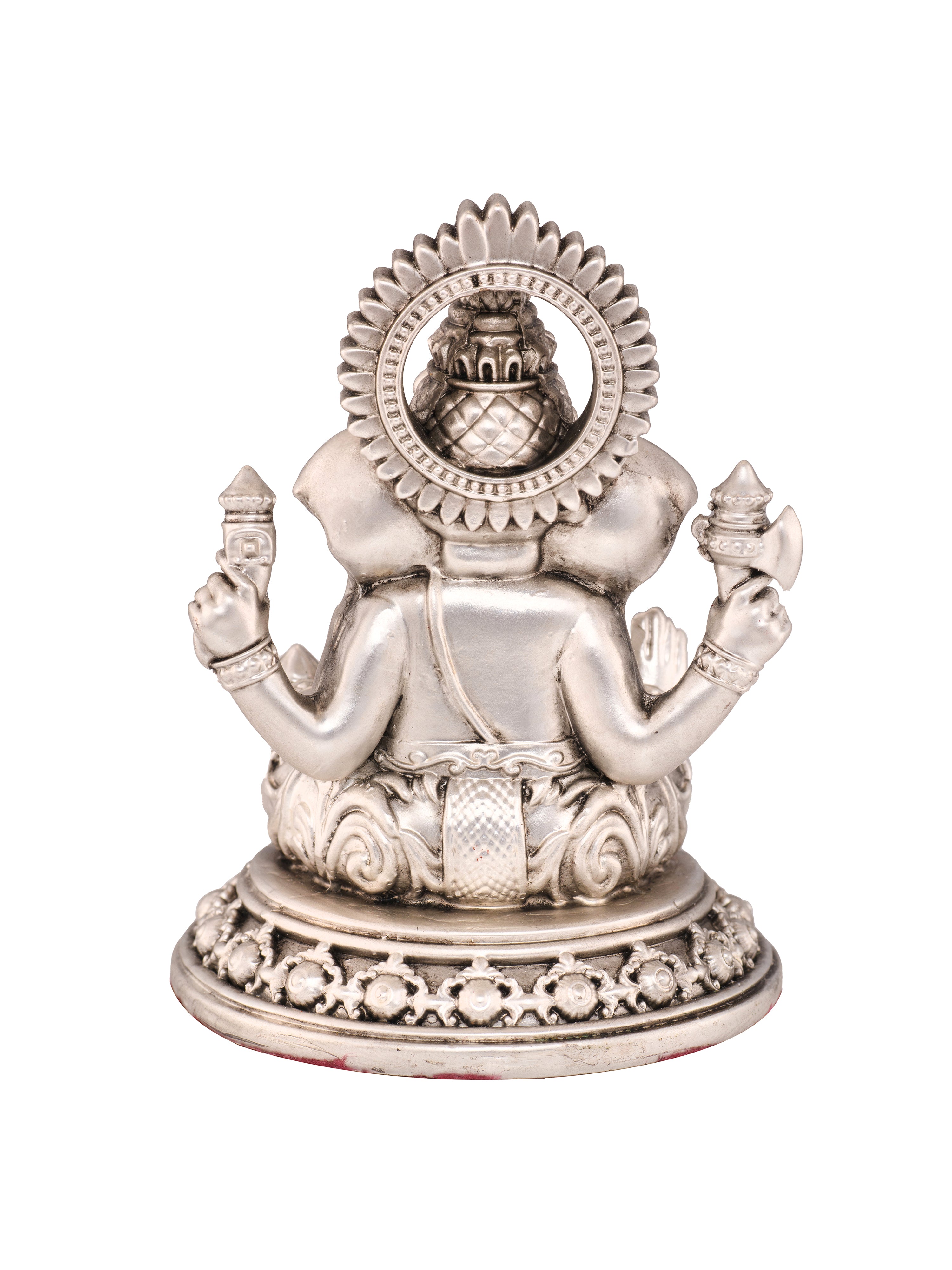 Saraf RS Lord Ganesha Idol on Carved Base (999 Silver Plated)