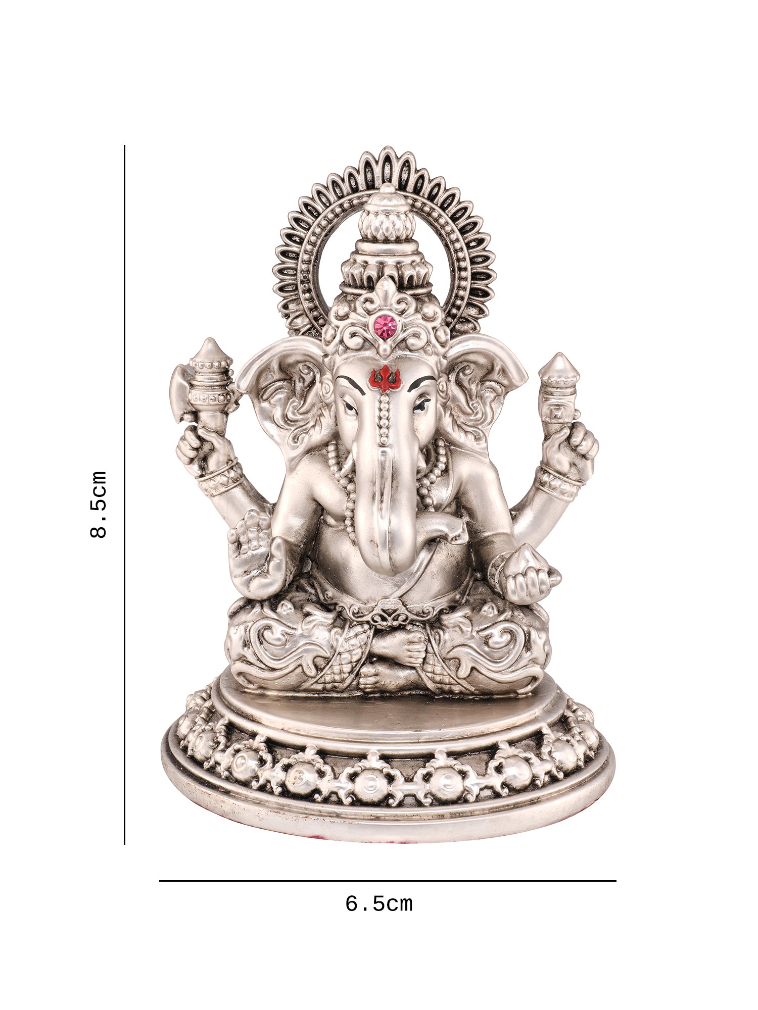 Saraf RS Lord Ganesha Idol on Carved Base (999 Silver Plated)