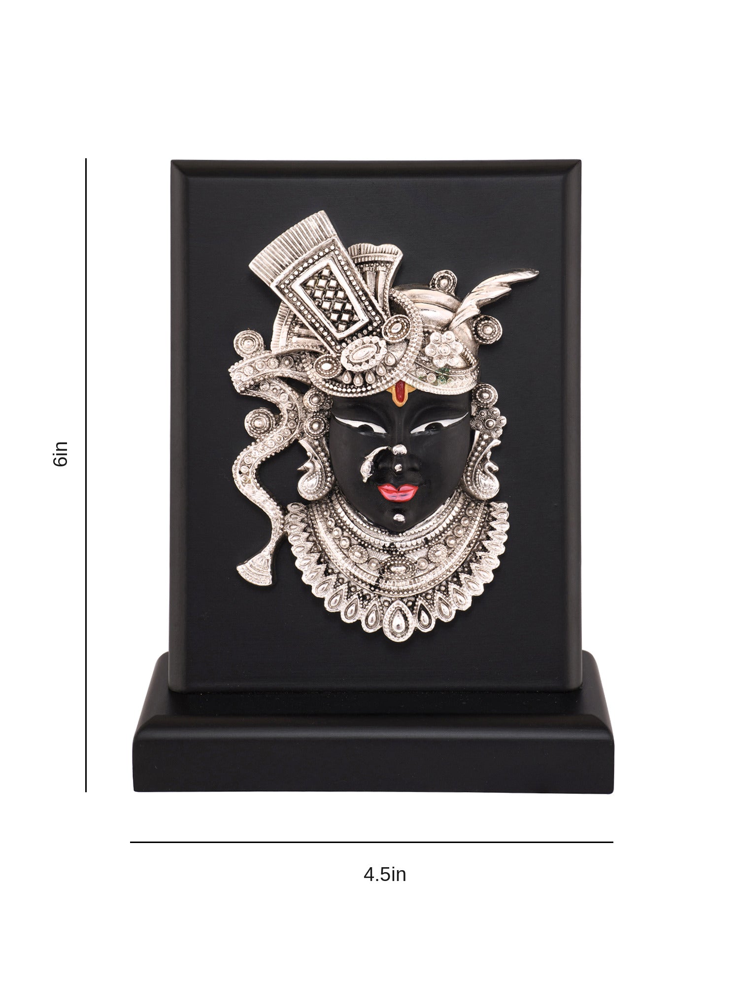 Saraf RS Shrinathji Face Frame on Wooden Stand (999 Silver Plated)
