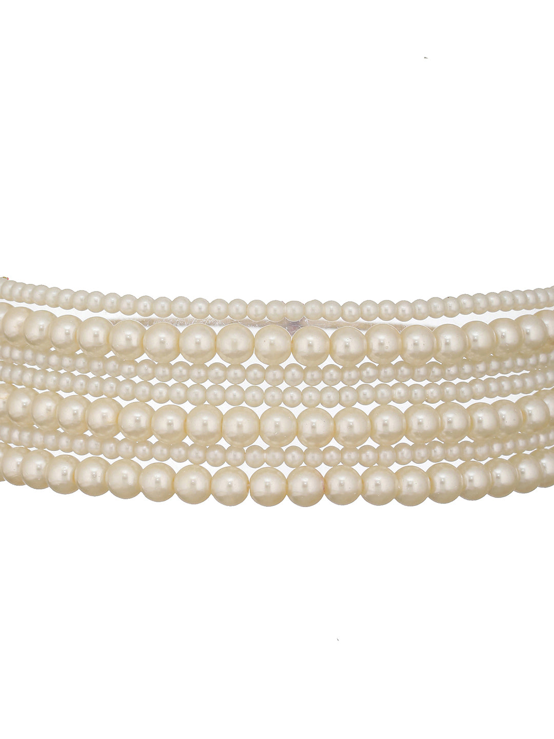 Pearl Beaded 7 Layered Minimal Luxe Choker with AD Earrings  Jewellery  Set