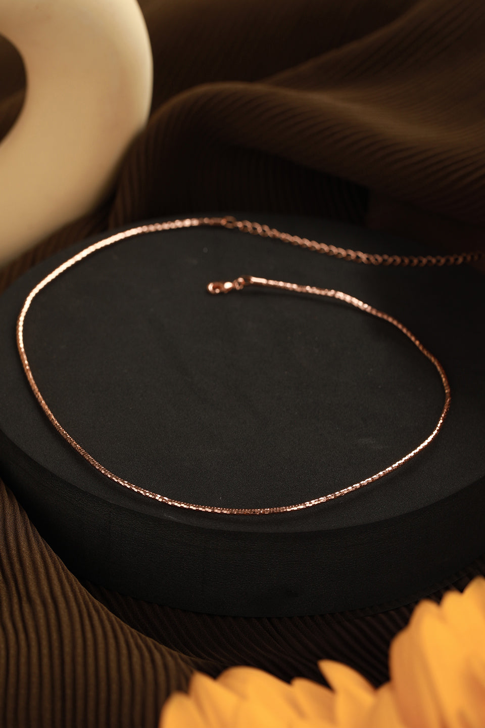 Anti-Tarnish Rose Gold Plated Minimal Snake Collar Chain &  Necklace