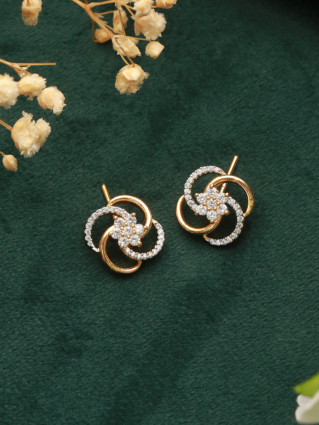 Gold Plated CZ Minimal Office Wear Studds Earring