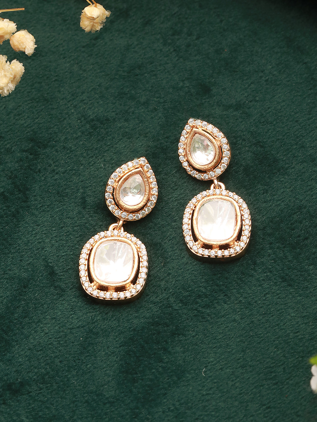 Gold Toned Original Kundan Minimal drop Earring