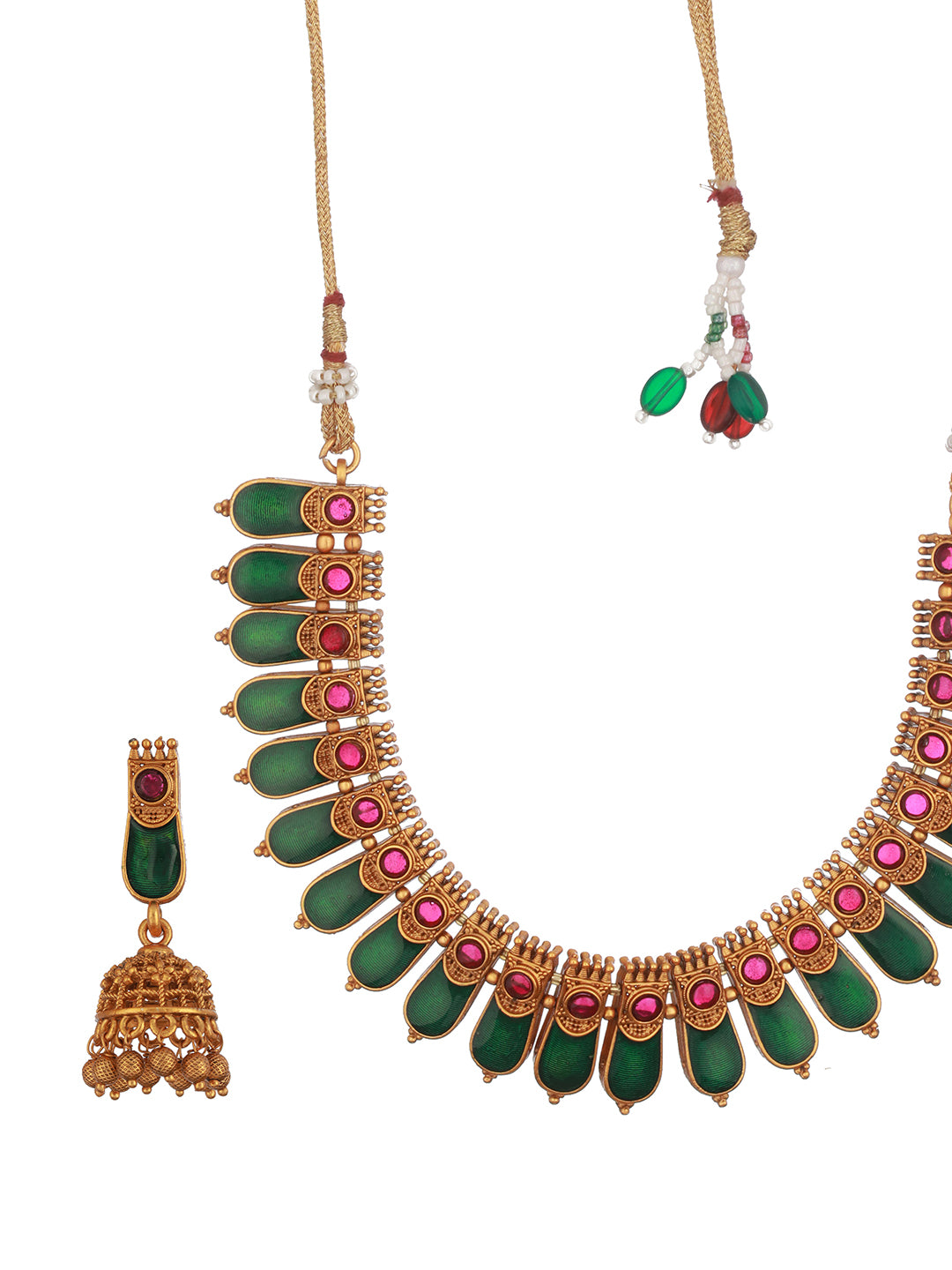 Gold Plated  Traditional Green Nagapadam  Necklace Jewellery  Set