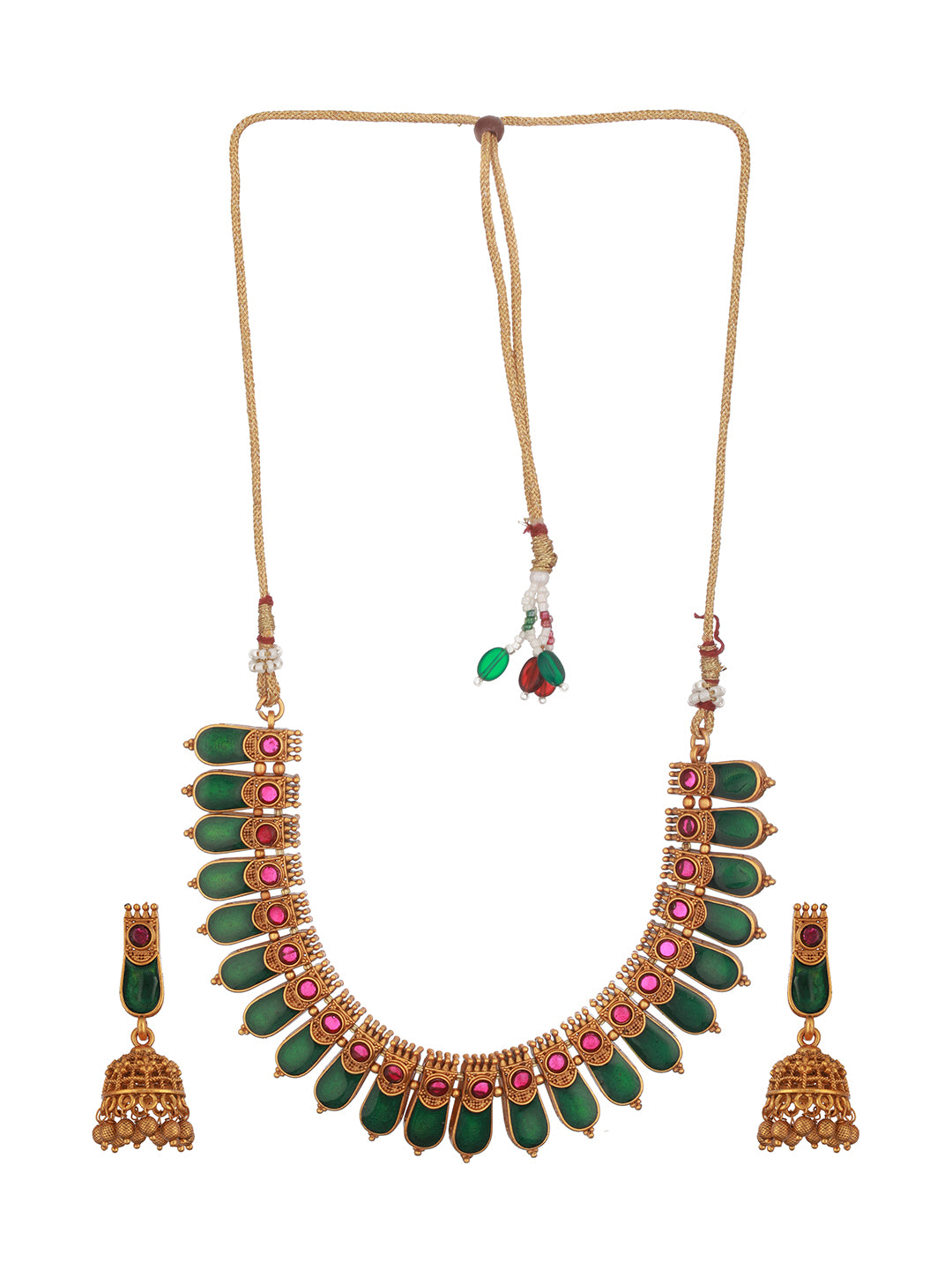 Gold Plated  Traditional Green Nagapadam  Necklace Jewellery  Set