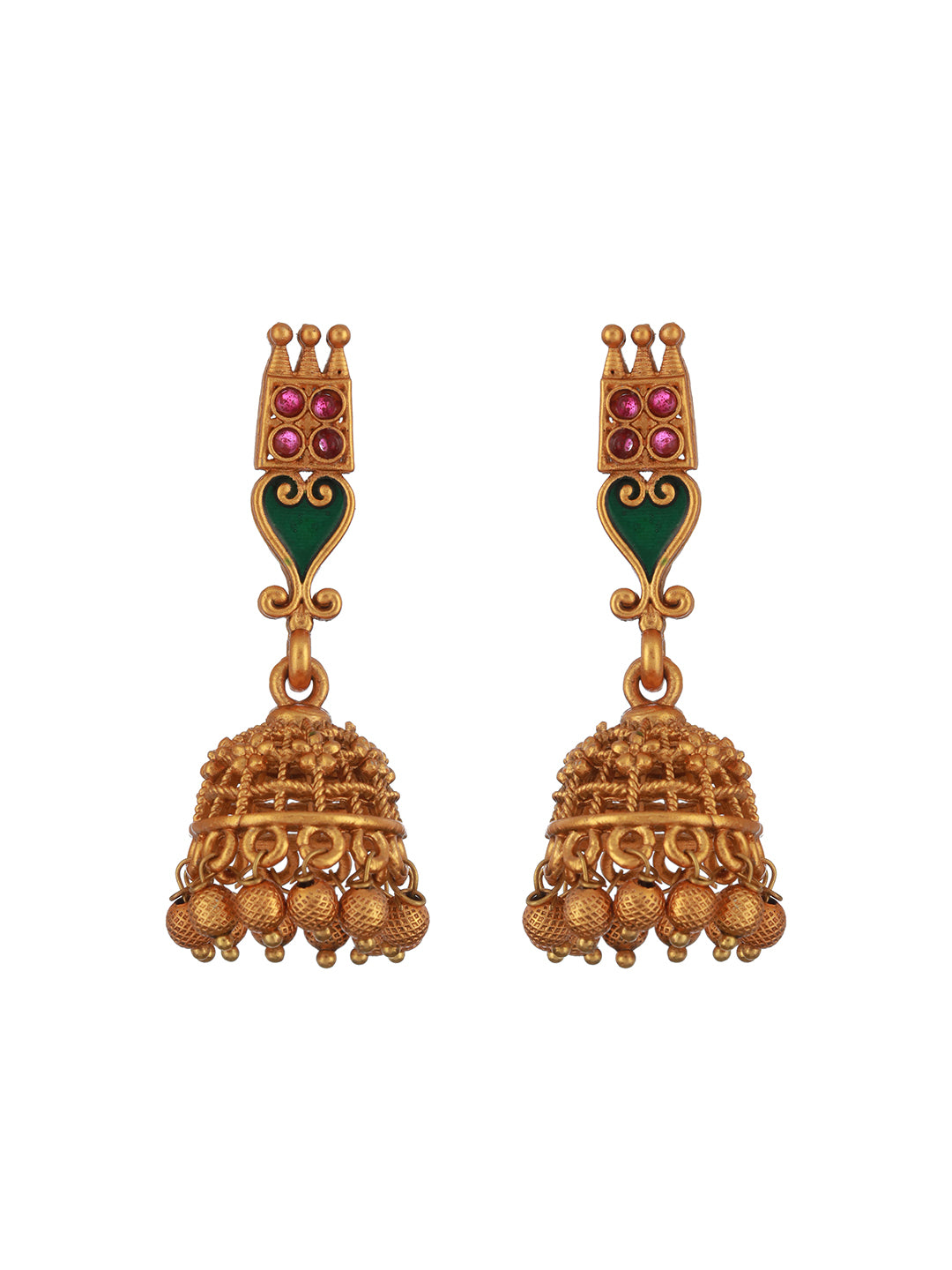 Gold Toned Green Enamelled Kerala tradition  Nagapadam  Floral Choker Jewellery Set