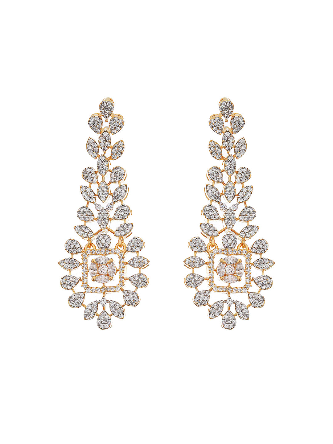 Gold Toned White CZ Studded designer Jewellery Set