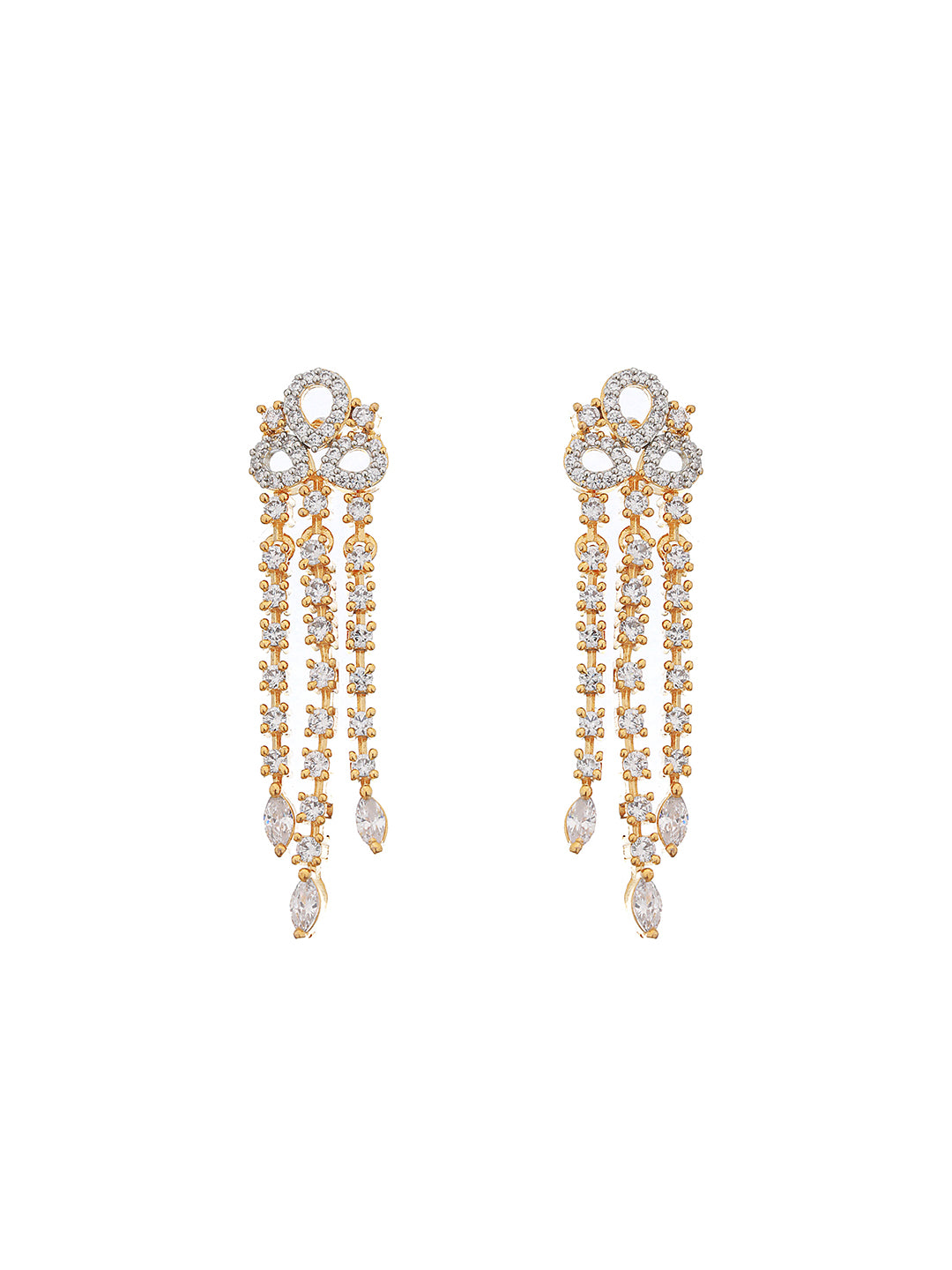 Gold Polished White CZ Studded  contemporary Jewellery set