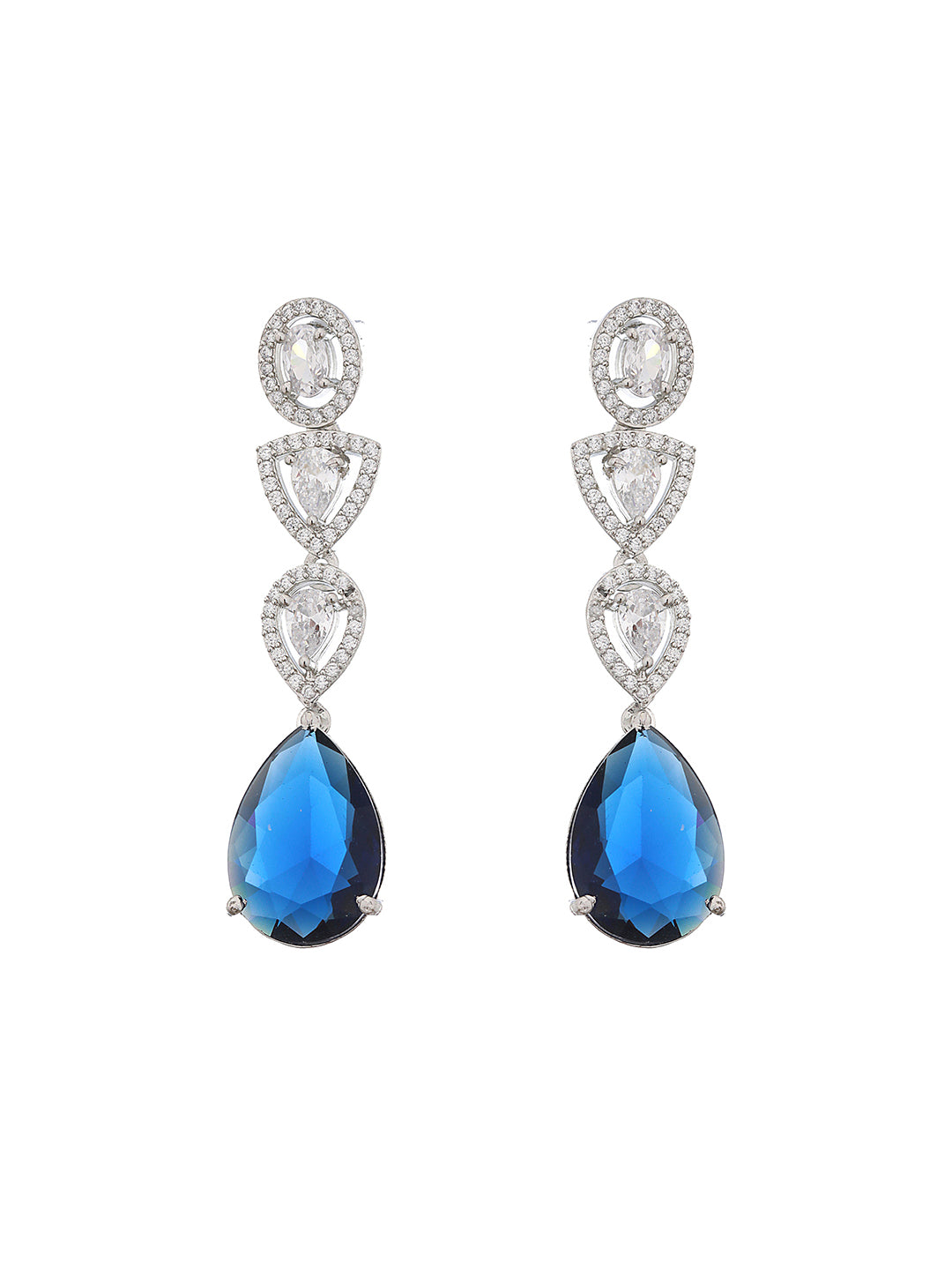 Silver Plated Pear Shaped CZ Studded luxe Minimal jewellery Set