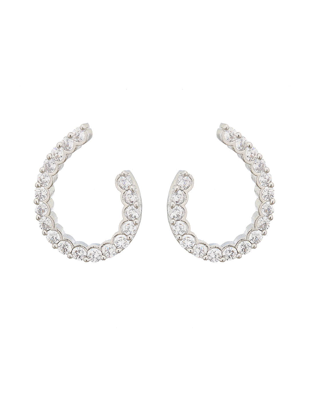 Silver Toned AD studded Hoop Earrings