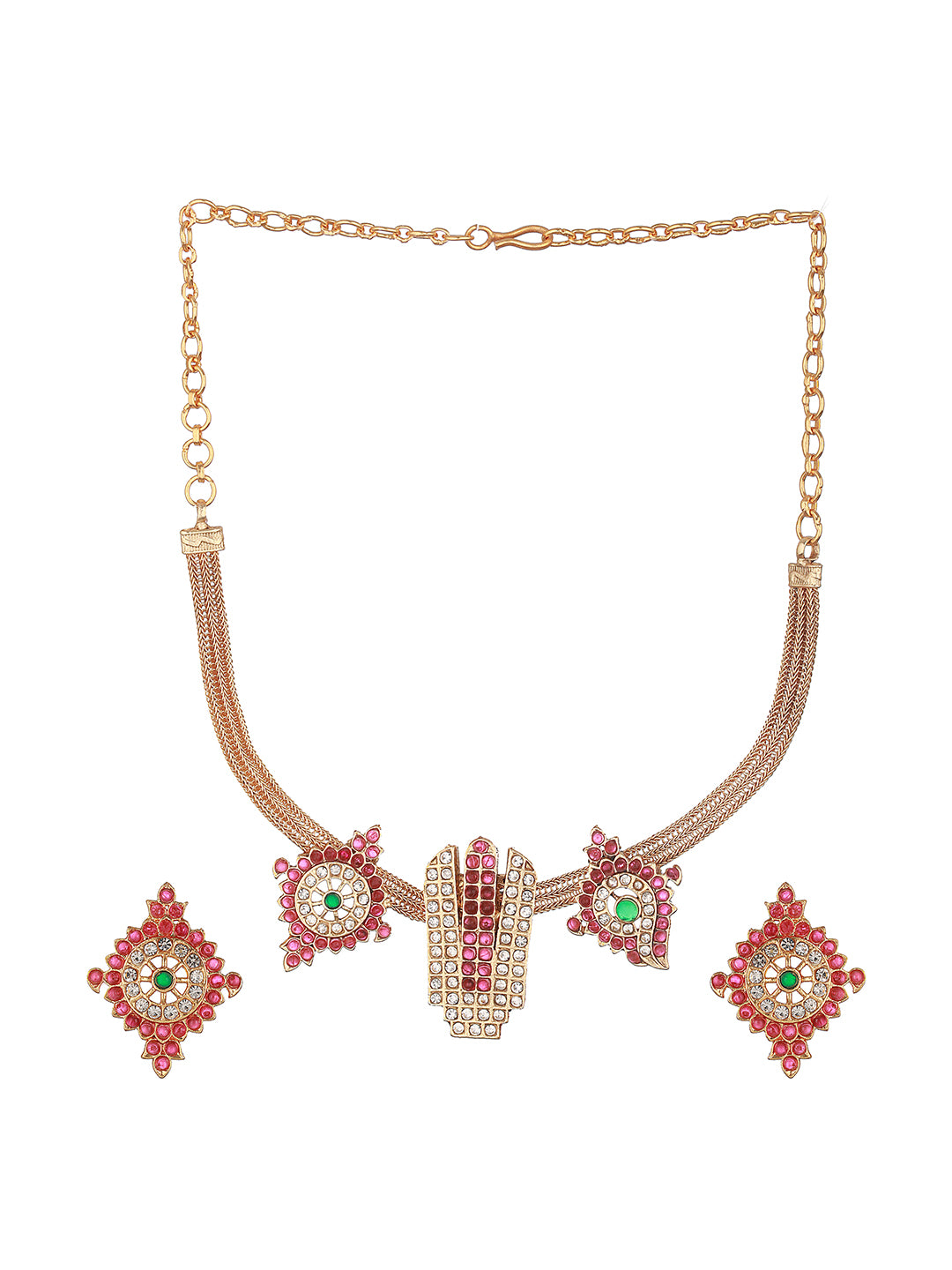 Gold Plated Lord Tirupati Balaji Symbol Chain Jewellery  Set