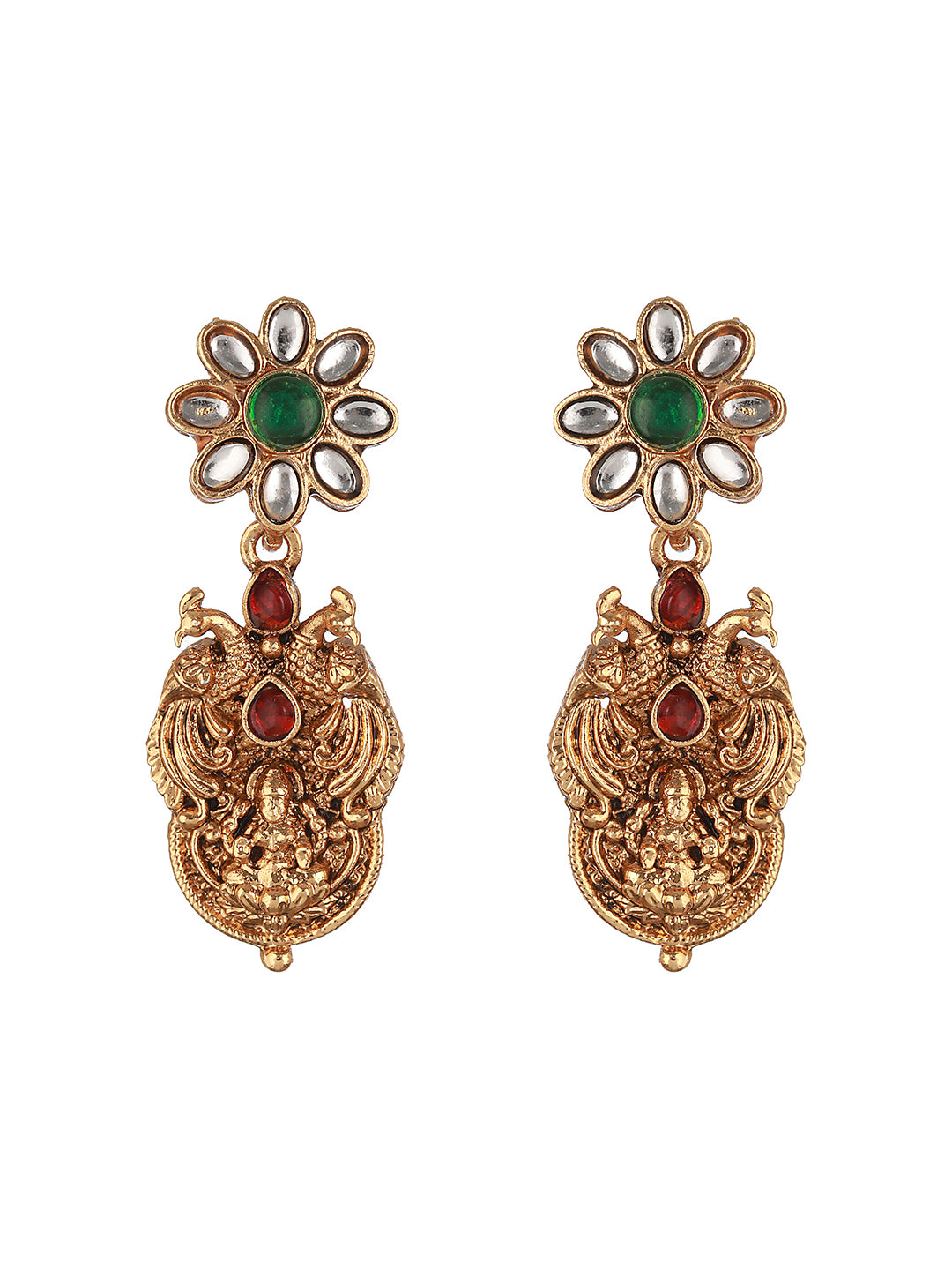 Gold Plated CZ Peacock Coin Temple Jewellery  Set