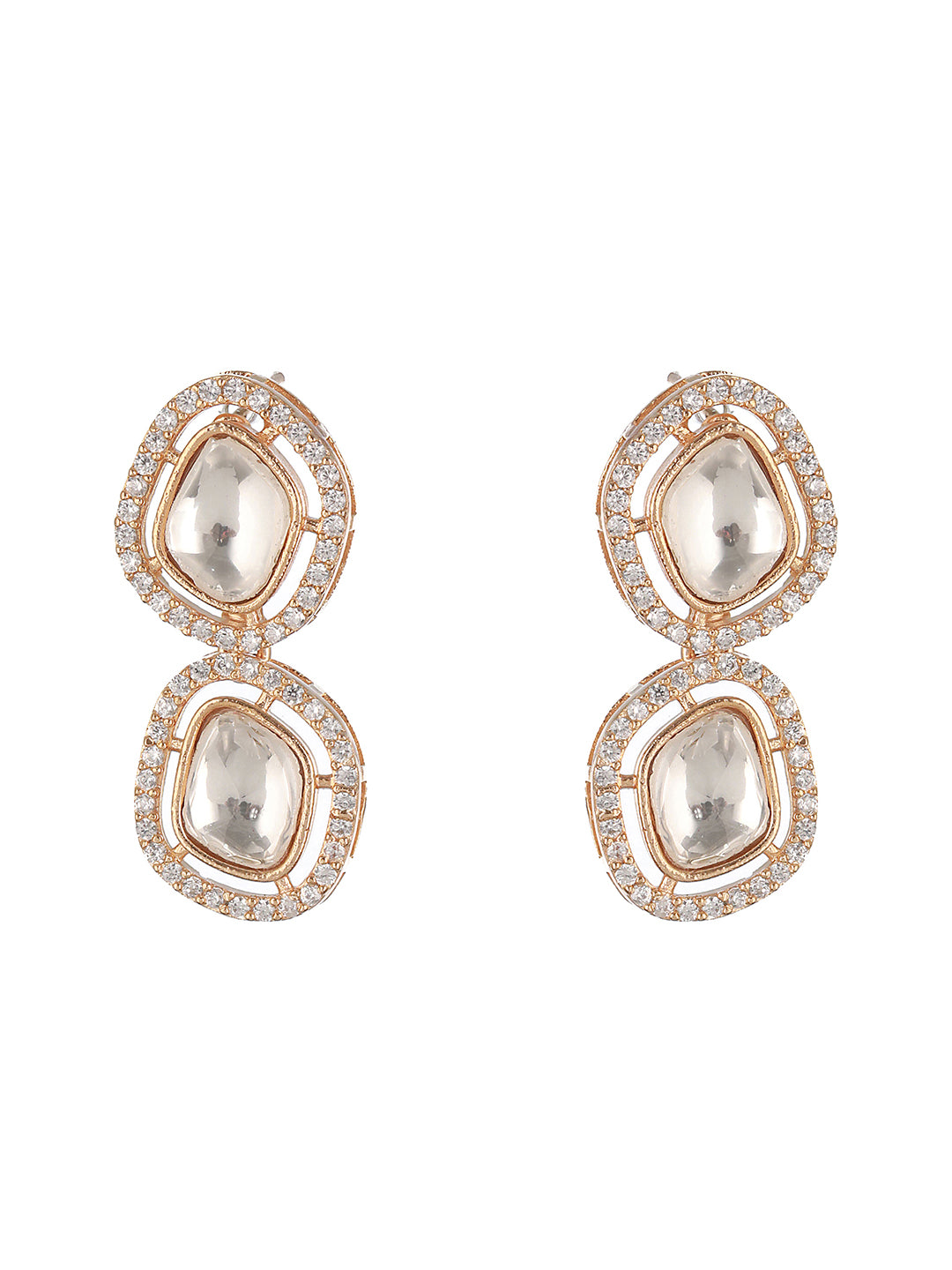 Gold Plated Kundan Polki Geometric Necklace Jewellery  Set