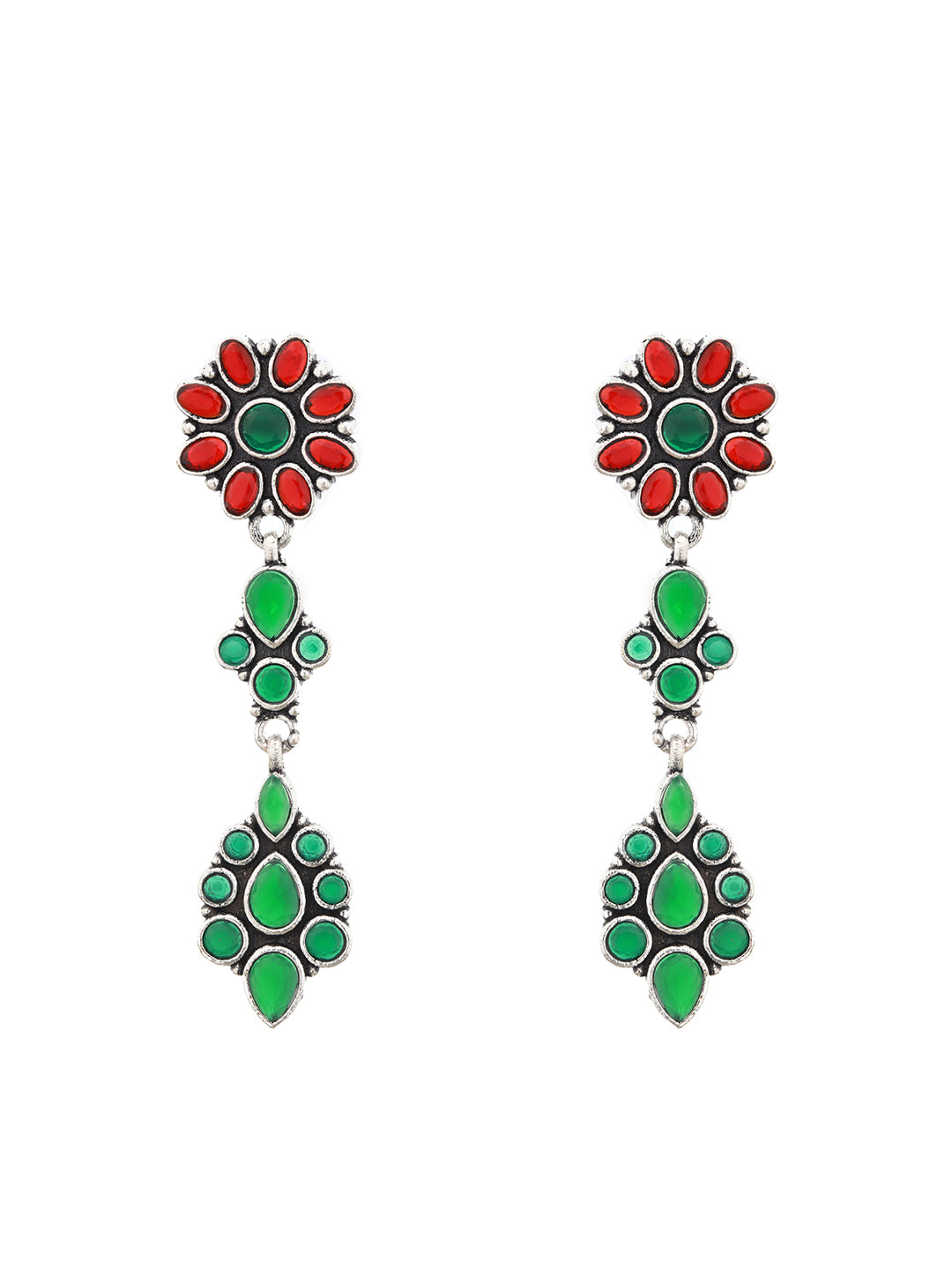 Yellow stone studded Drop Earrings