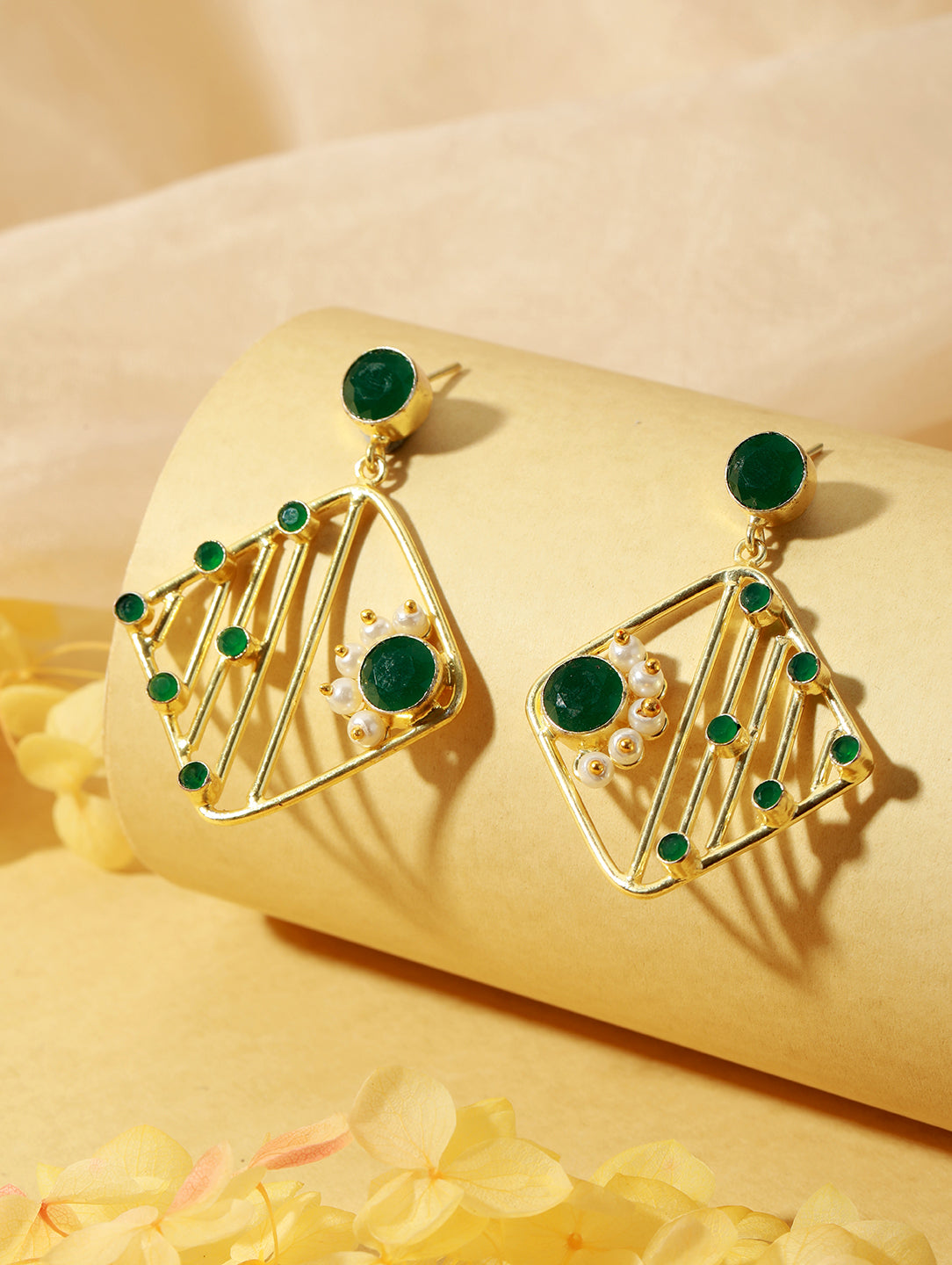 Yellow stone studded STUDD Earrings