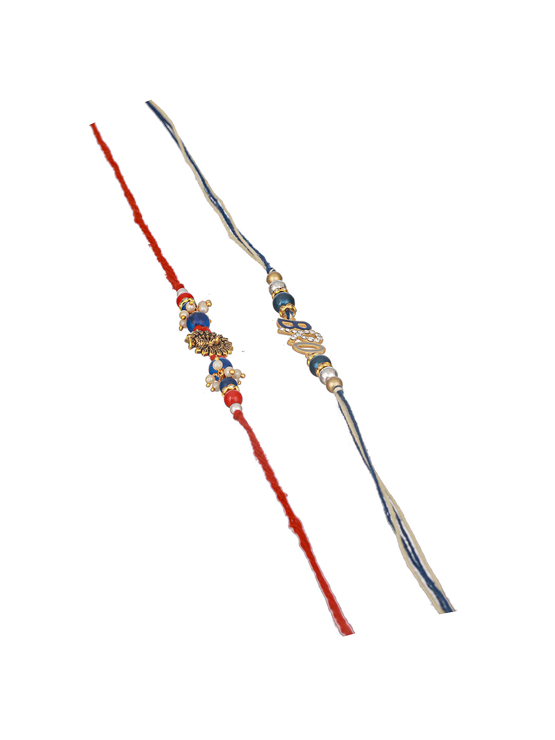 Set Of 2 Stone & Crystal studded BRO Thread Rakhi With Tilak