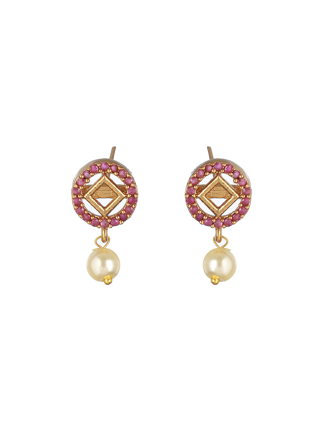 Gold toned Zircon Studded Geometric Minimal Jewellery Set