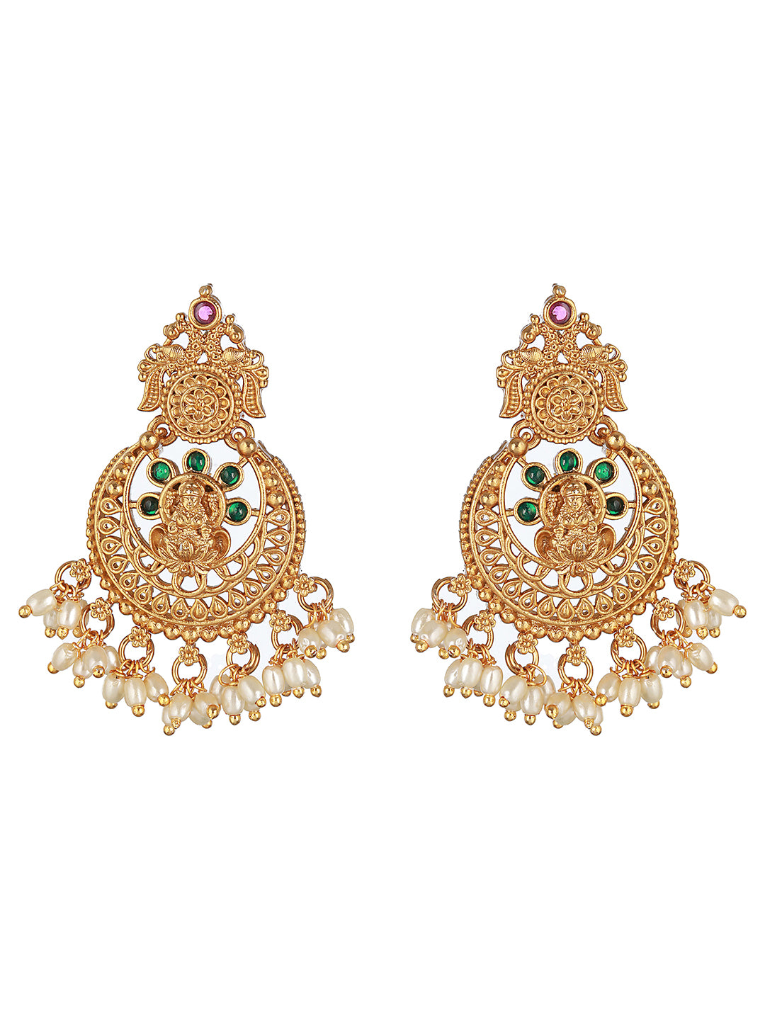 Gold Plated Zircon Studded Lakshmi Ji Necklace Jewellery set