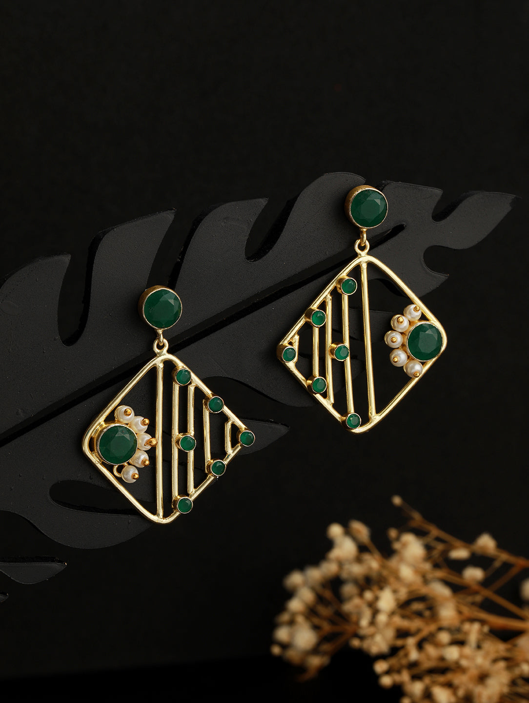 Yellow stone studded STUDD Earrings