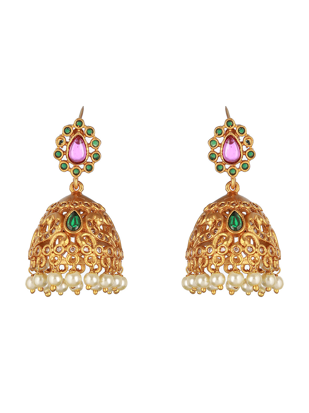 Gold plated Zircon  Studded Peacock Motif  Choker  Jewellery Set