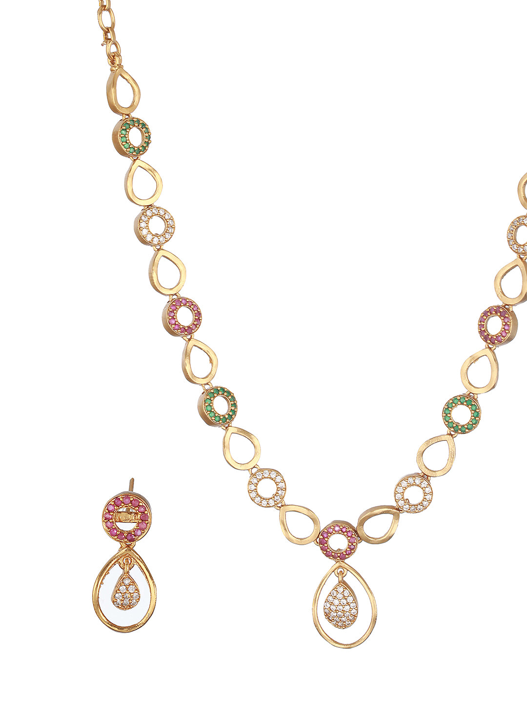Gold Plated CZ Studded Minimal Jewellery Set