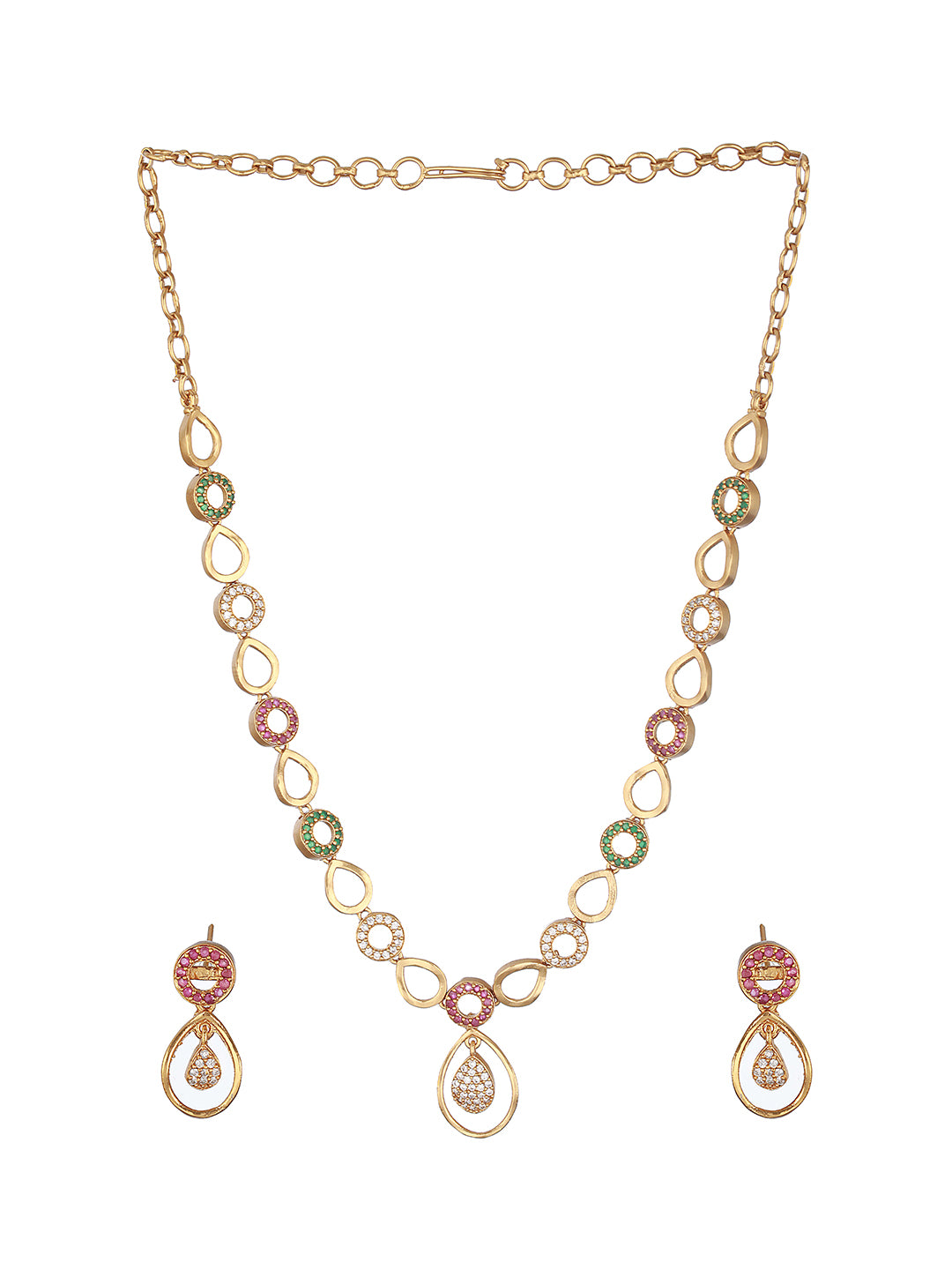 Gold Plated CZ Studded Minimal Jewellery Set