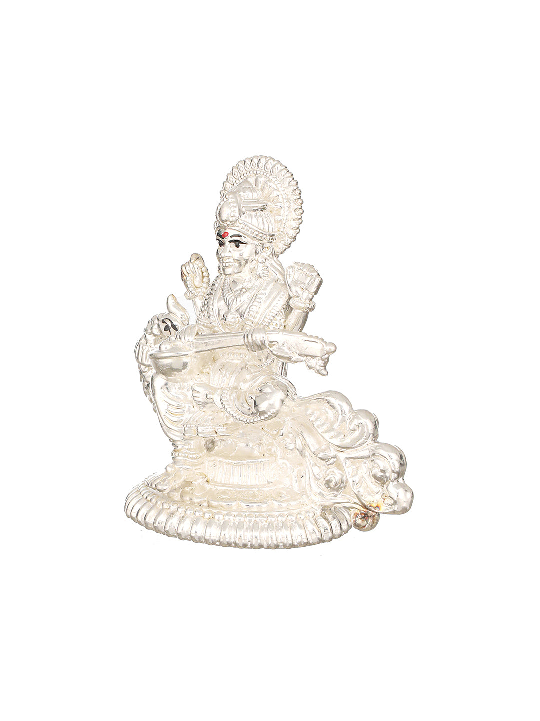 999 Pure Silver Divine Intricate  Maa Swaraswati  Veena Vadini Puja Silver Idol