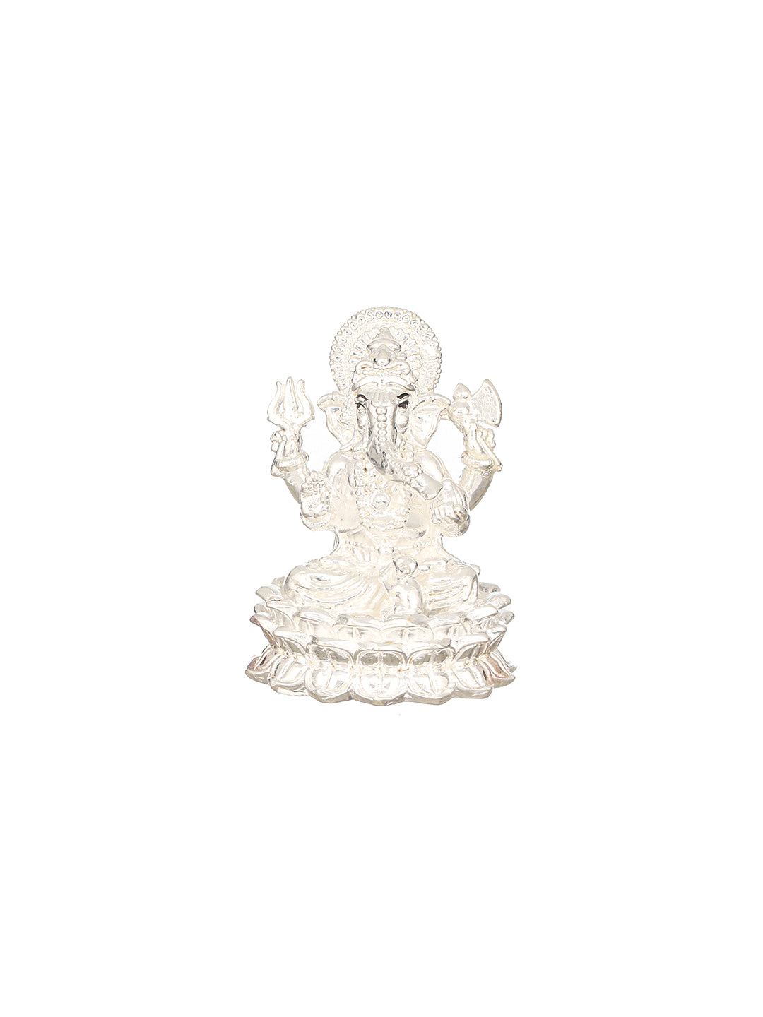 999 Pure Silver Ganpati Murti Edant Idol On Lotus Silver Idol