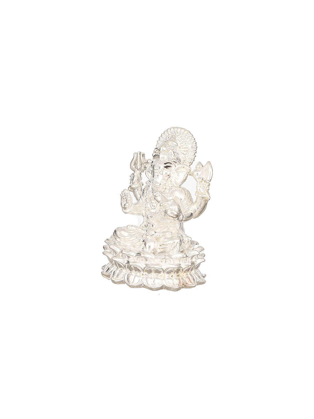 999 Pure Silver Ganpati Murti Edant Idol On Lotus Silver Idol