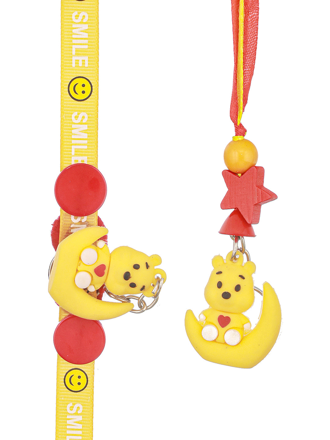 Set Of 2 Winnie The Pooh Key Chain Kids Toy Rakhi With Roli Chawal