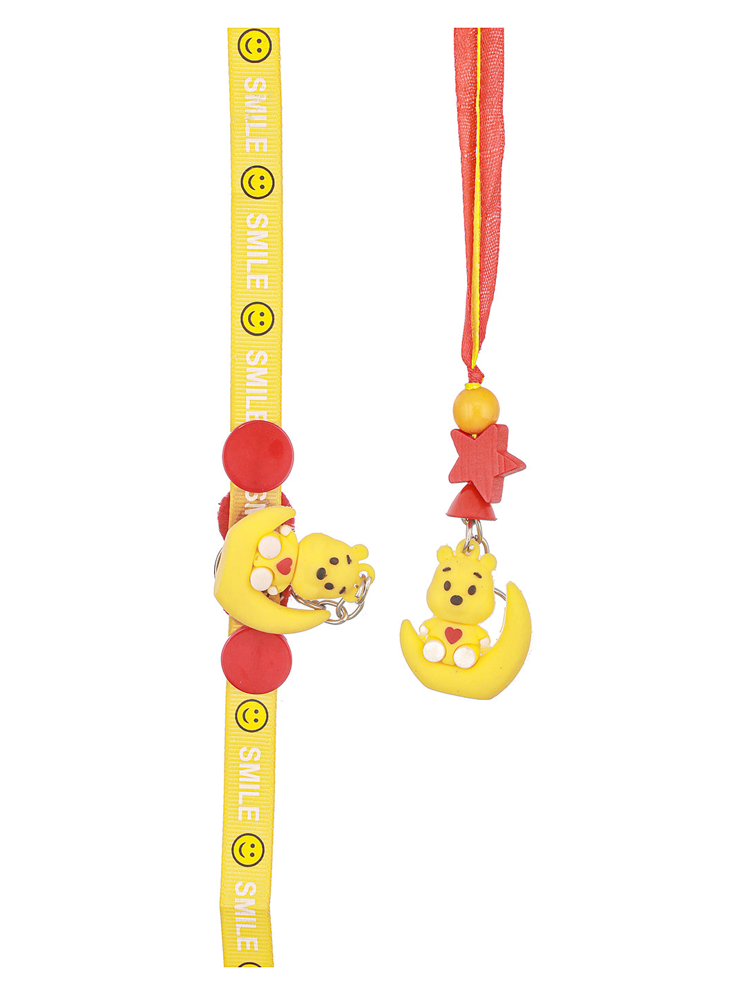 Set Of 2 Winnie The Pooh Key Chain Kids Toy Rakhi With Roli Chawal