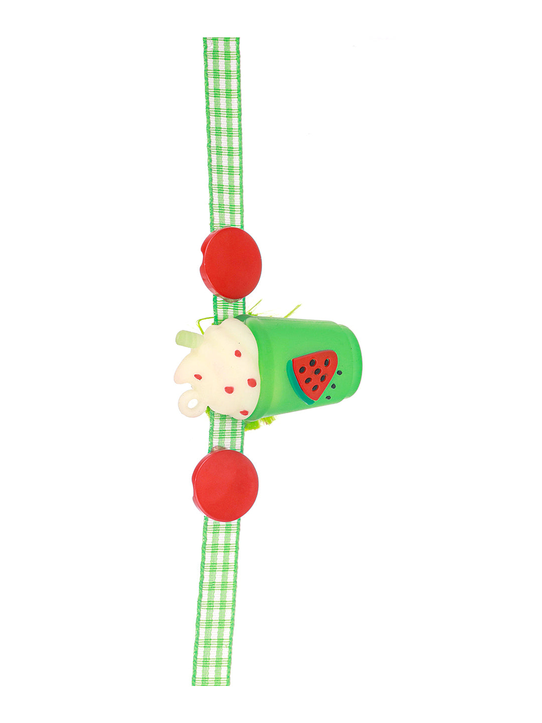 Green Ice  Cream Shape Toy  Ribbon Rakhi For Kids With Roli Chawal