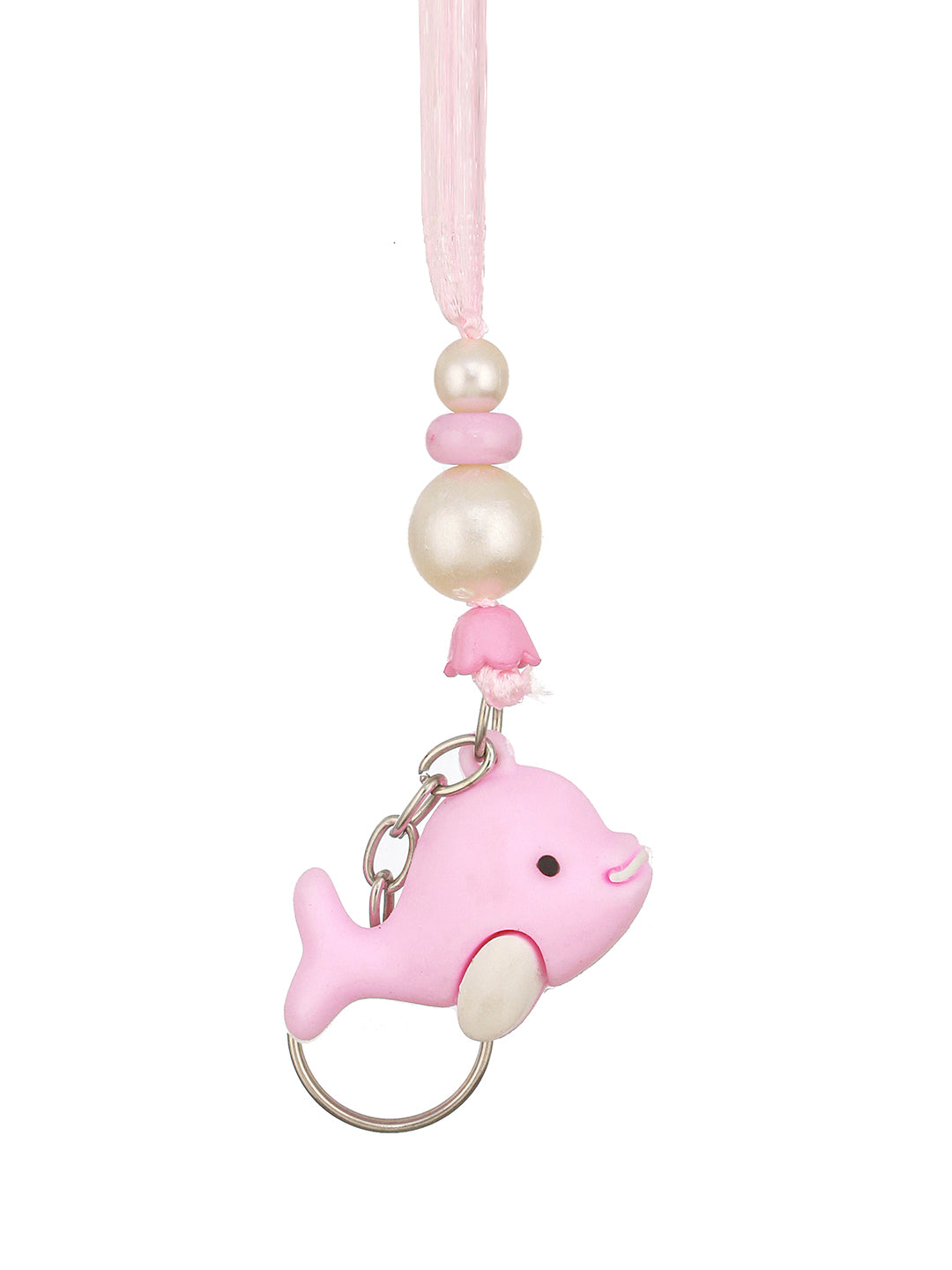 Pink Fish Key Chain Toy Rakhi For Girls with 999 Pure Silver King George 1 gram Silver Coin