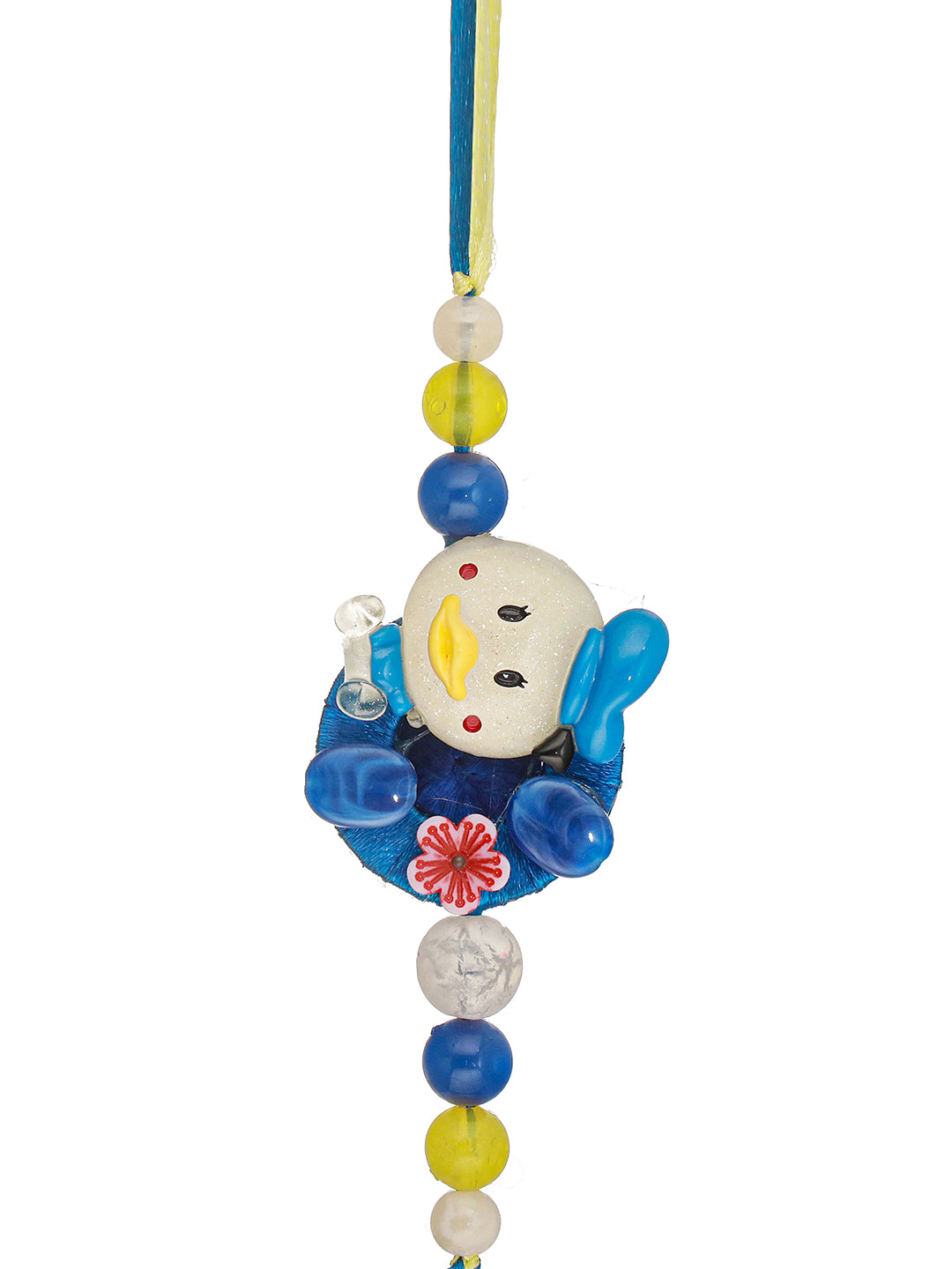 Blue Donald Duck Toy Ribbon Handcrafted Rakhi for Boys or Girls with 999 Pure Silver King George 1 gram Silver Coin
